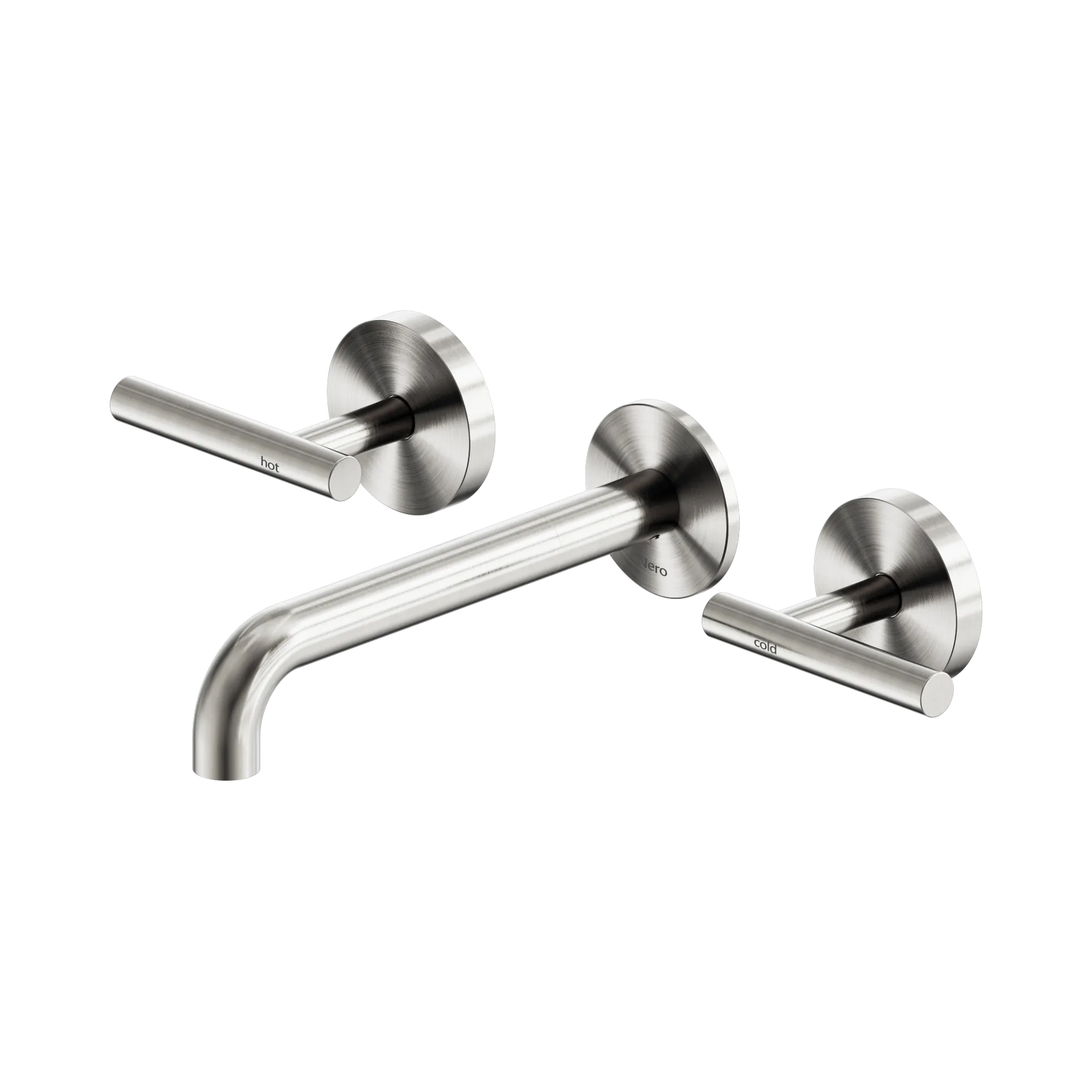 25 D007 BN Mecca Wall Basin Bath Set 185mm Spout Brushed Nickel image 1