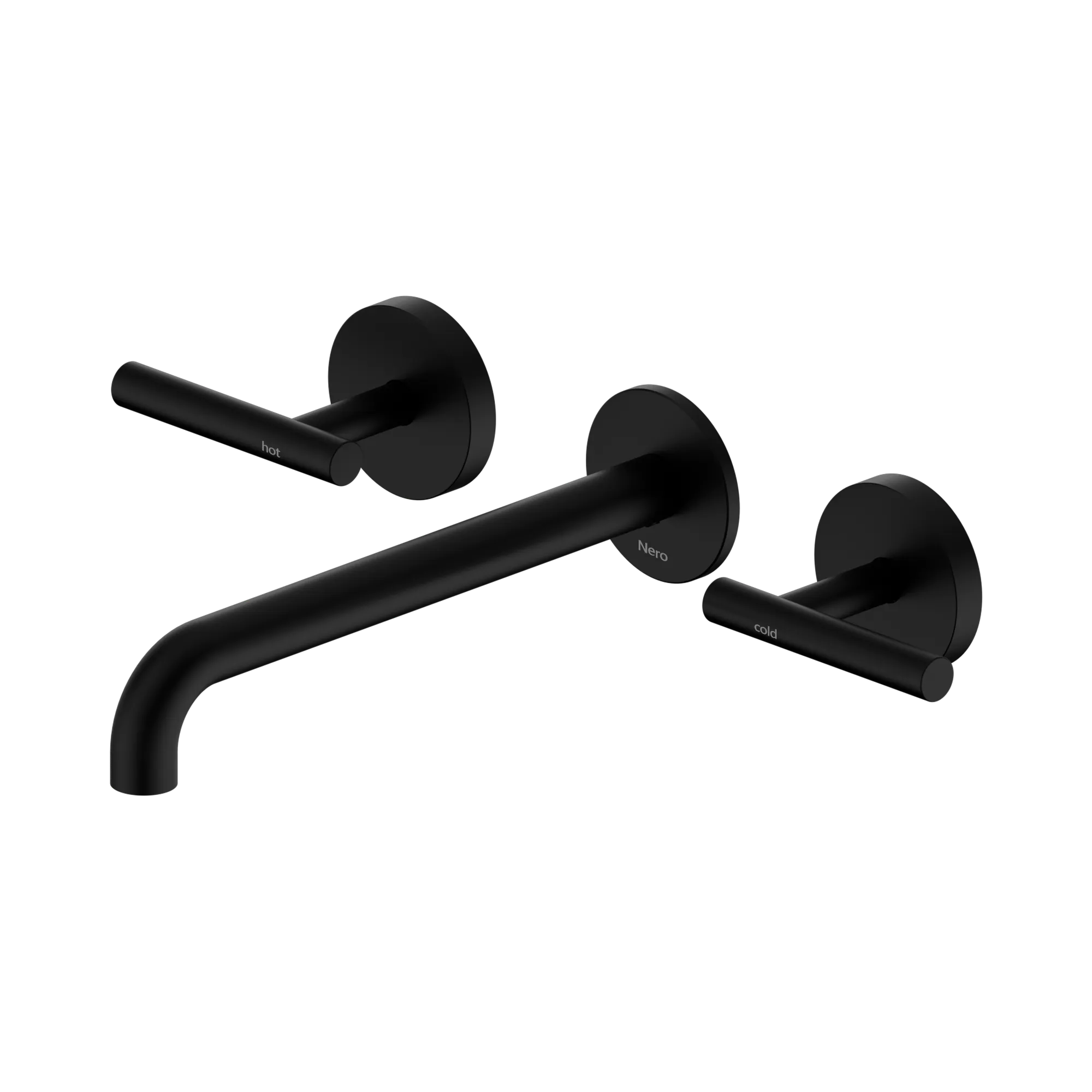 25 D008 MB Mecca Wall Basin Bath Set 220mm Spout Matte Black image 1