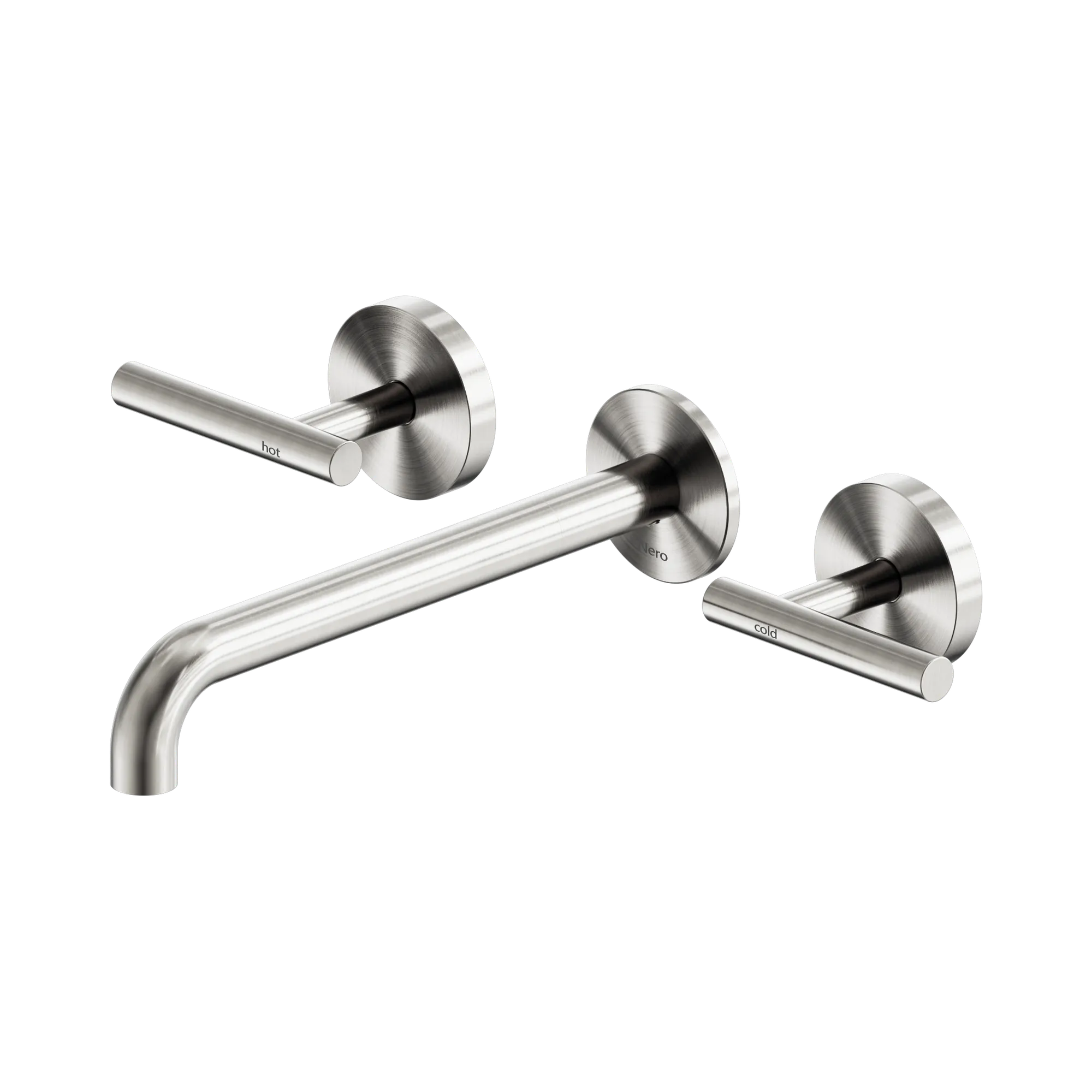 25 D008 BN Mecca Wall Basin Bath Set 220mm Spout Brushed Nickel image 1