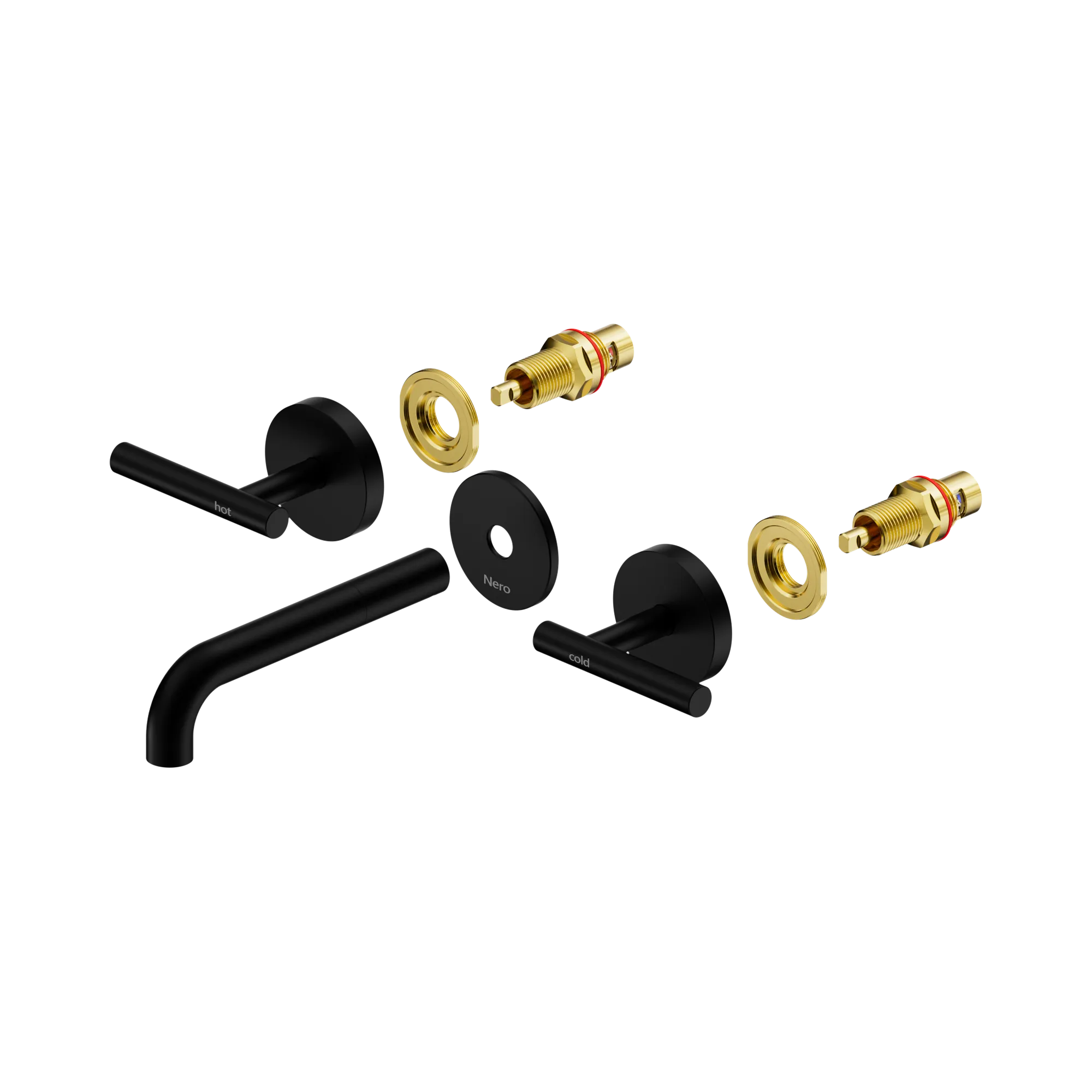 25 D019 MB Mecca Wall Basin Bath Set 160mm Spout Trim kits Only Matte Black image 1