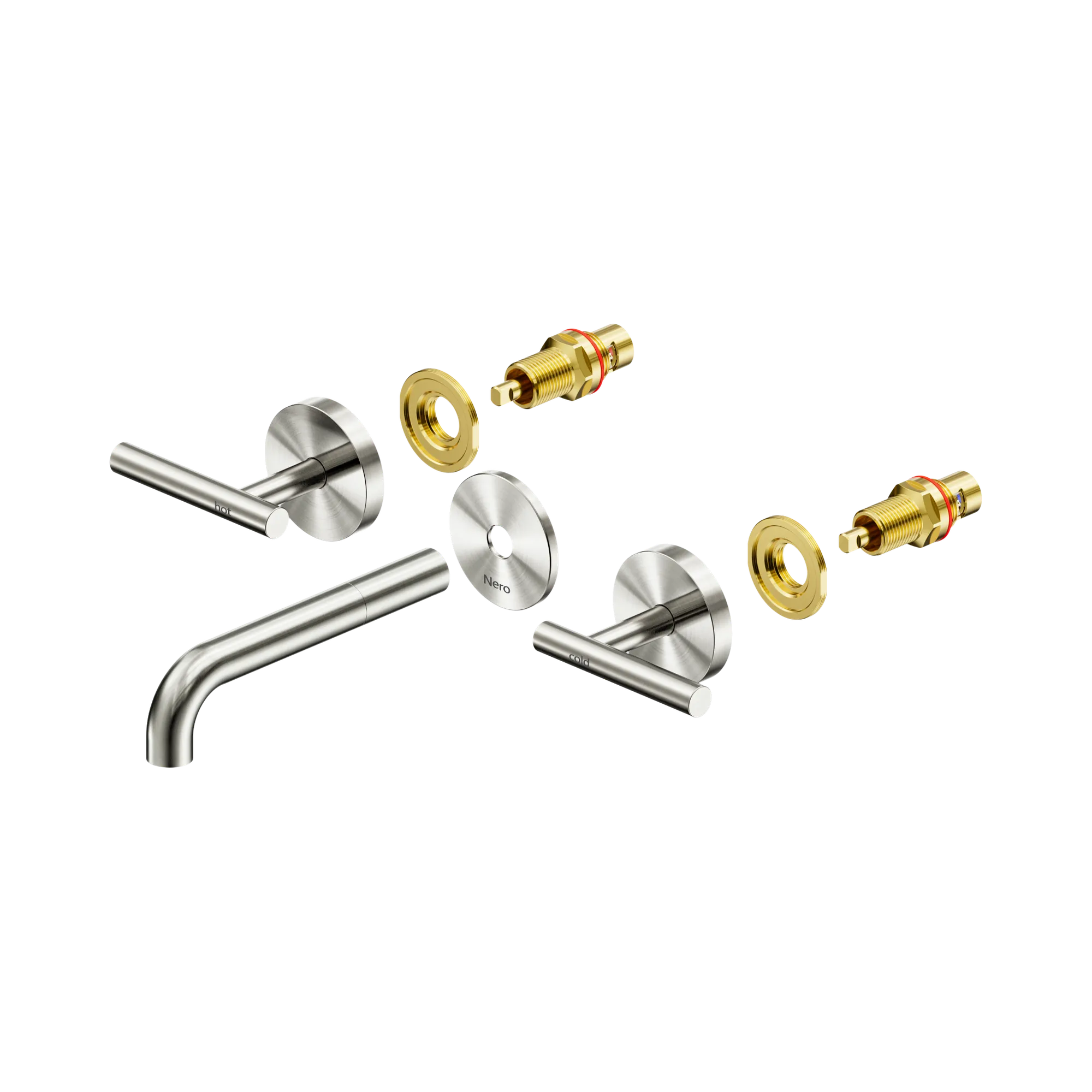 25 D019 BN Mecca Wall Basin Bath Set 160mm Spout Trim kits Only Brushed Nickel image 1