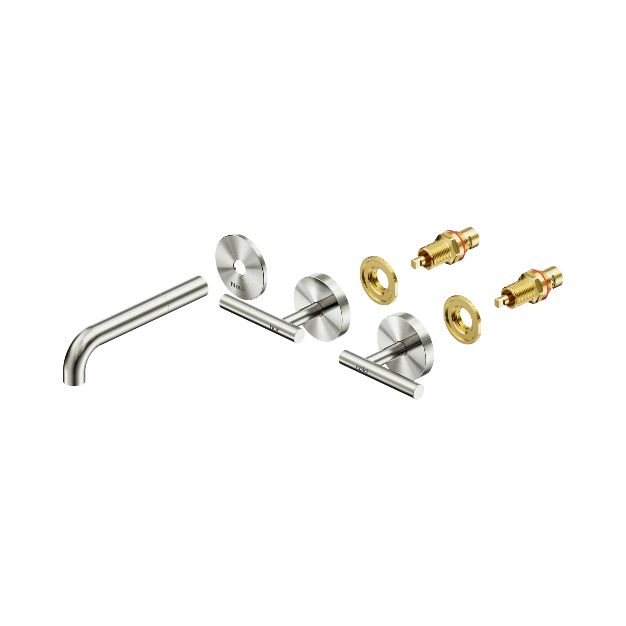25 D019 BN Mecca Wall Basin Bath Set 160mm Spout Trim kits Only Brushed Nickel image 2