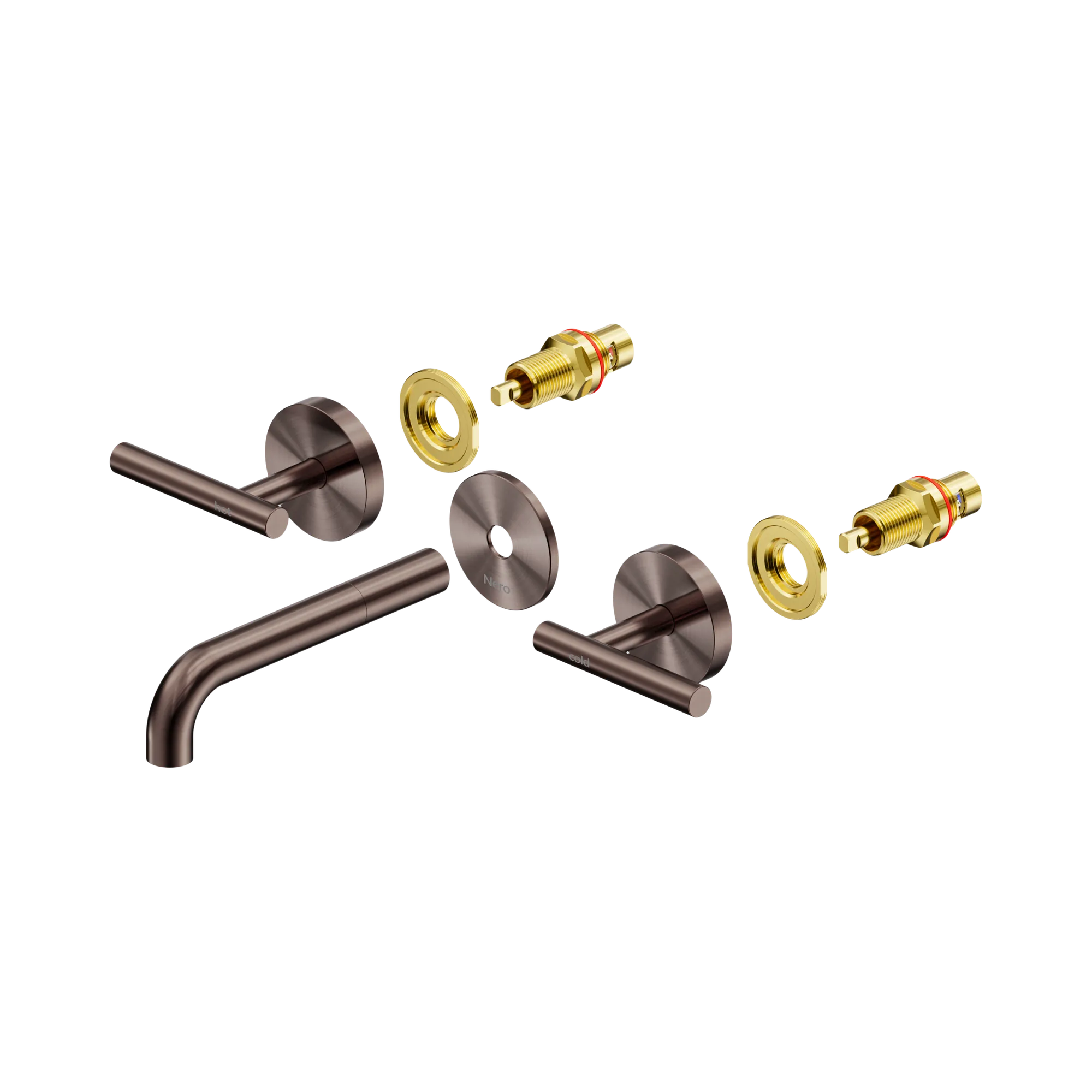 25 D019 BZ Mecca Wall Basin Bath Set 160mm Spout Trim kits Only Brushed Bronze image 1