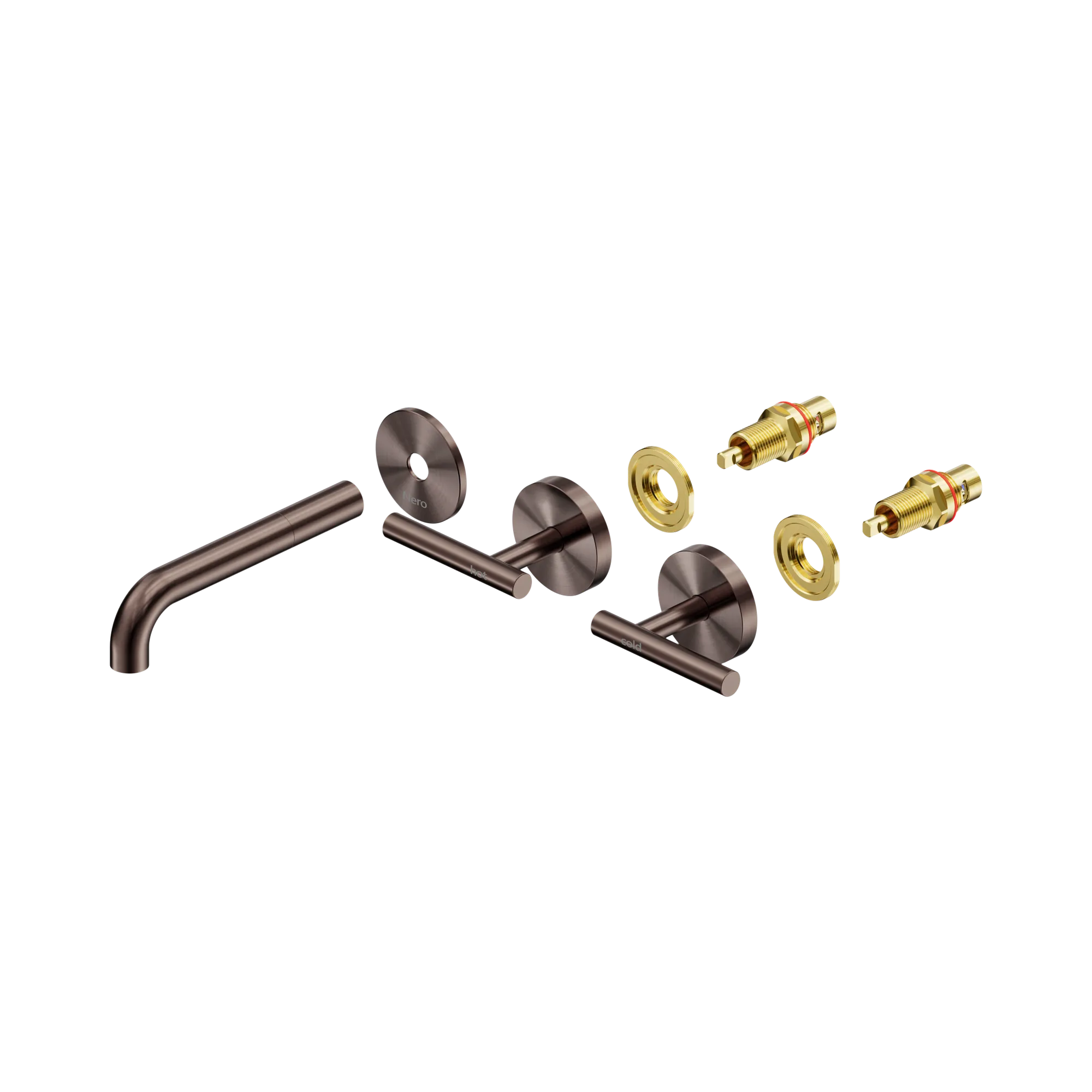 25 D019 BZ Mecca Wall Basin Bath Set 160mm Spout Trim kits Only Brushed Bronze image 2