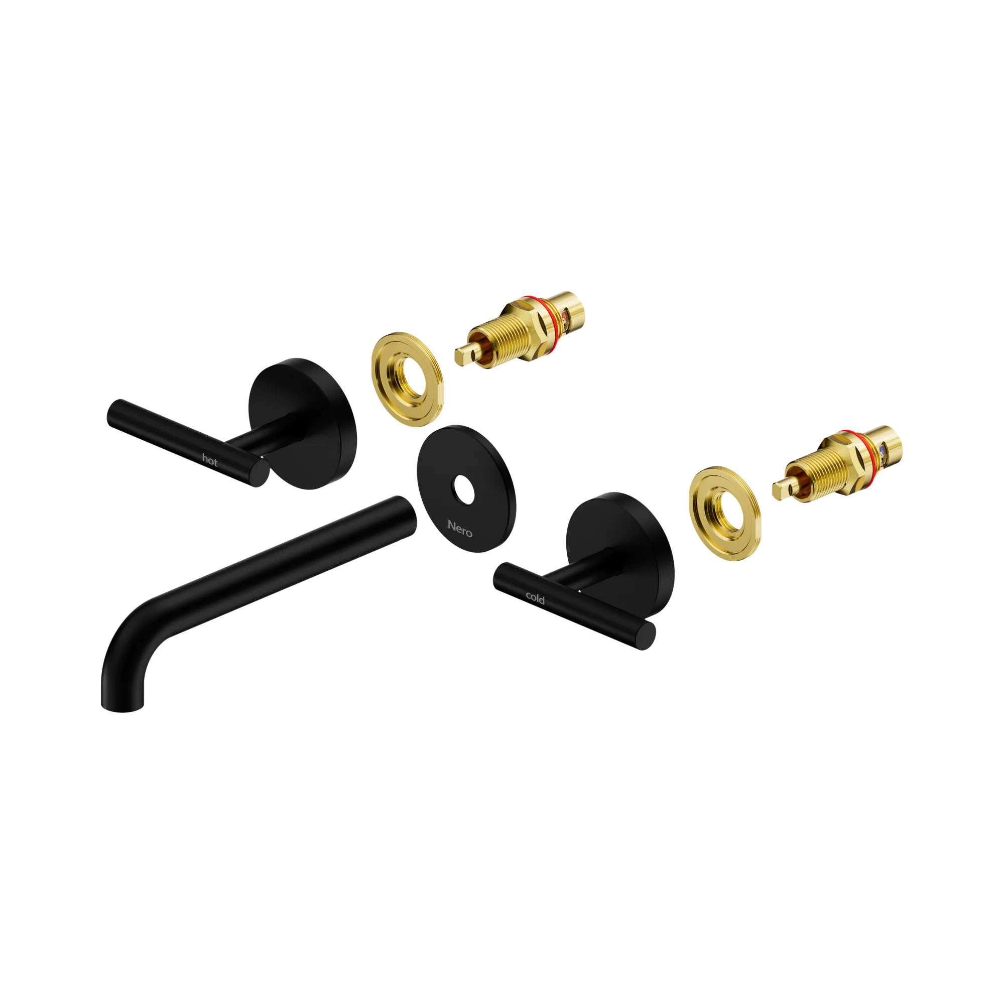 25 D020 MB Mecca Wall Basin Bath Set 185mm Spout Trim kits Only Matte Black image 1