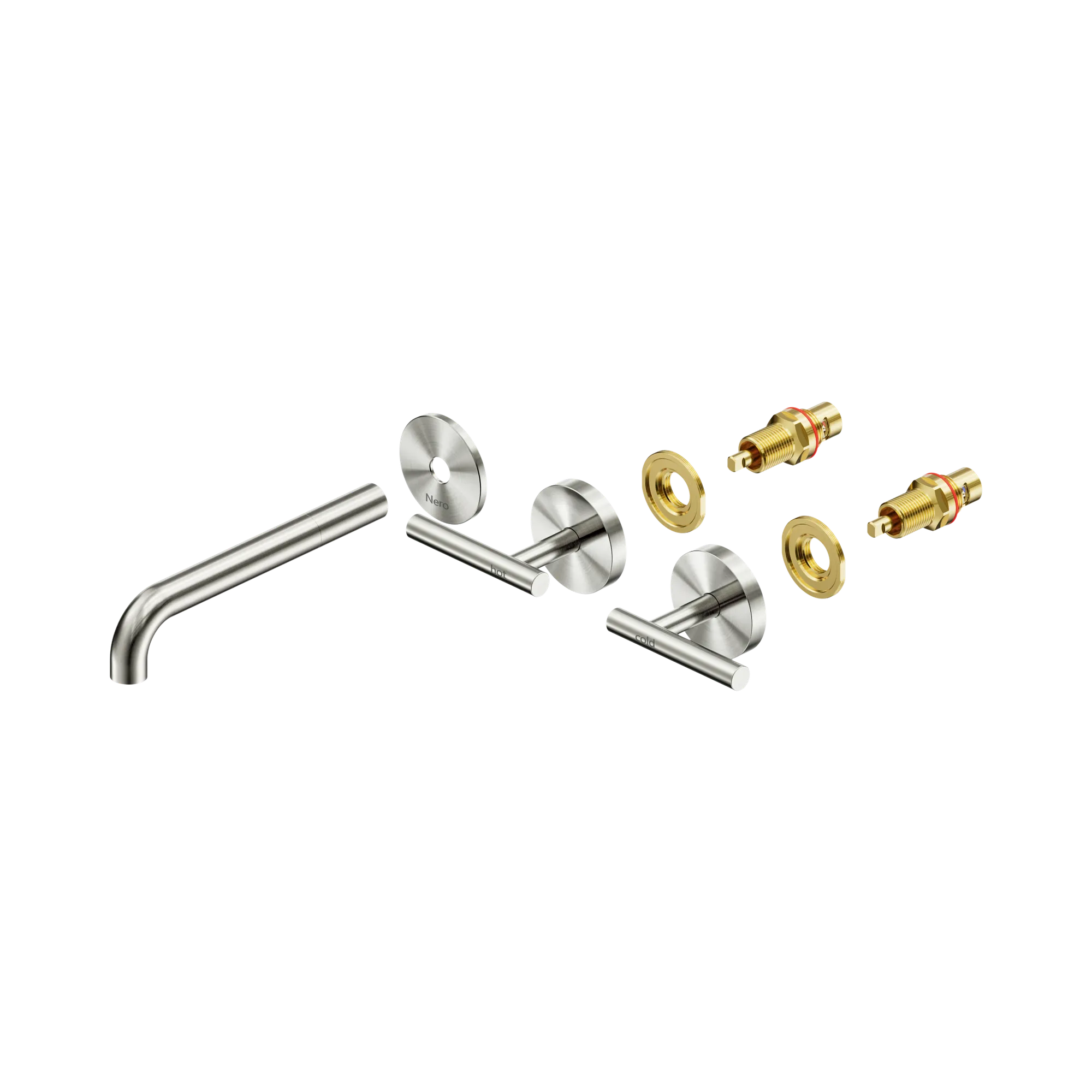 25 D020 BN Mecca Wall Basin Bath Set 185mm Spout Trim kits Only Brushed Nickel image 2