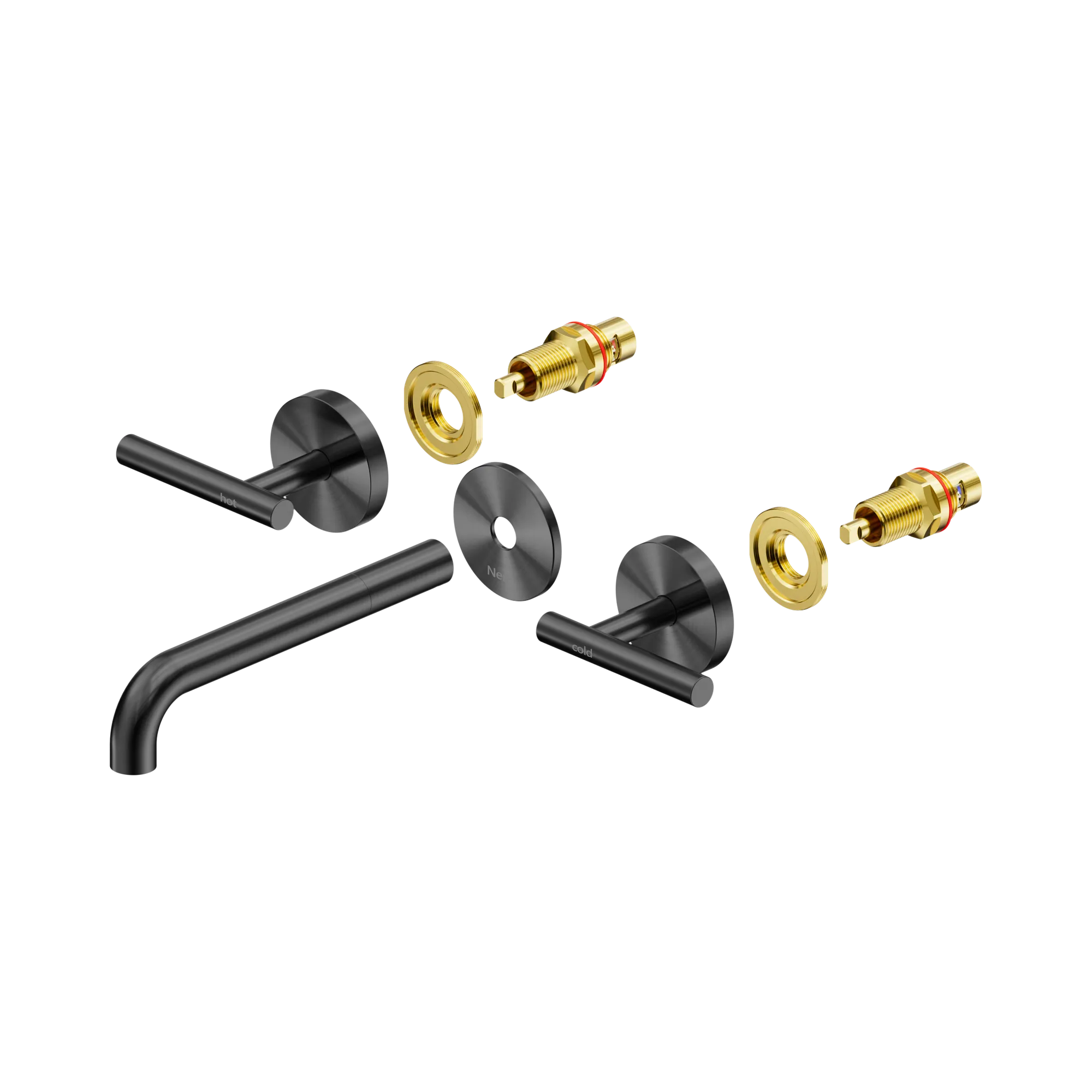 25 D020 GM Mecca Wall Basin Bath Set 185mm Spout Trim kits Only Gun Metal image 1