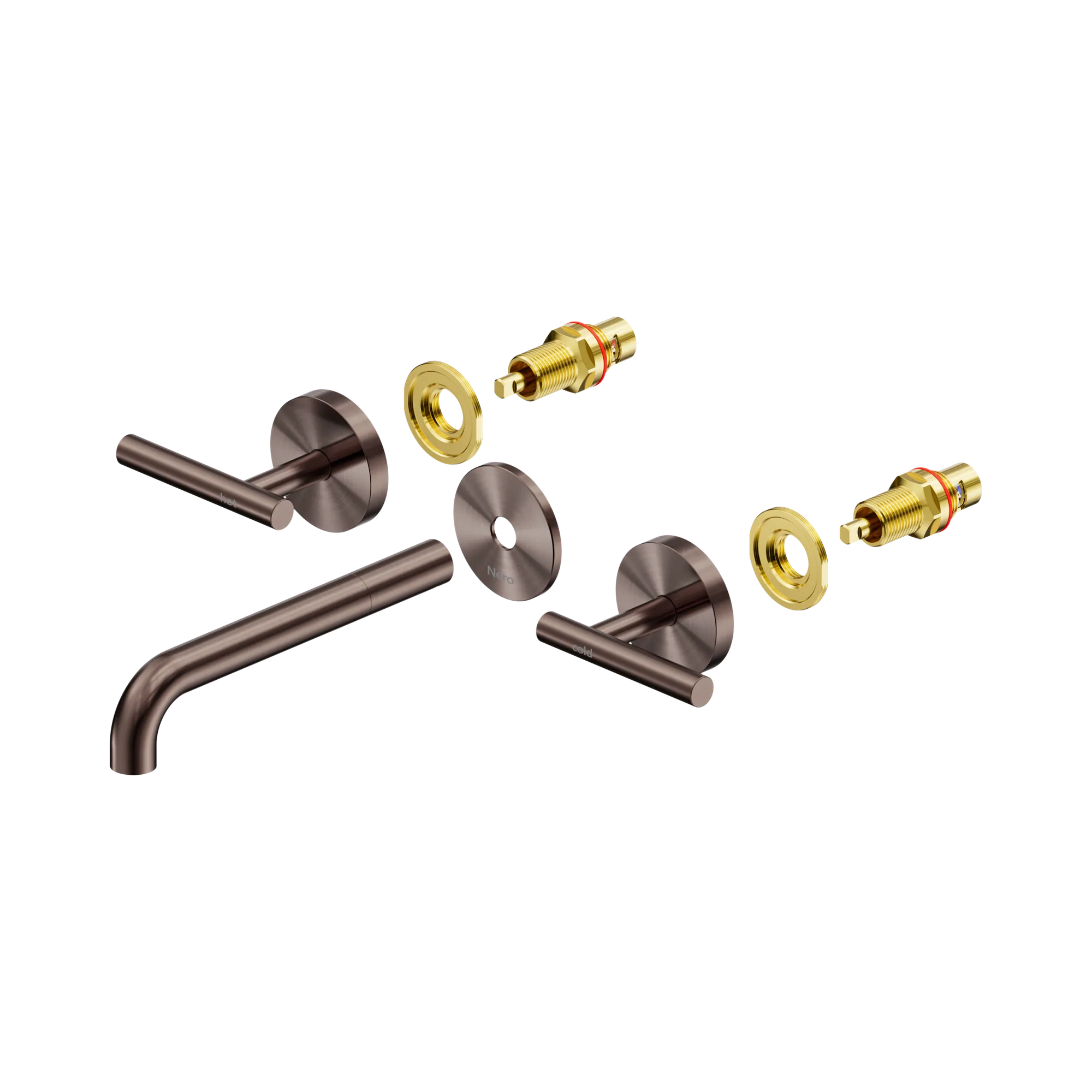 25 D020 BZ Mecca Wall Basin Bath Set 185mm Spout Trim kits Only Brushed Bronze image 1