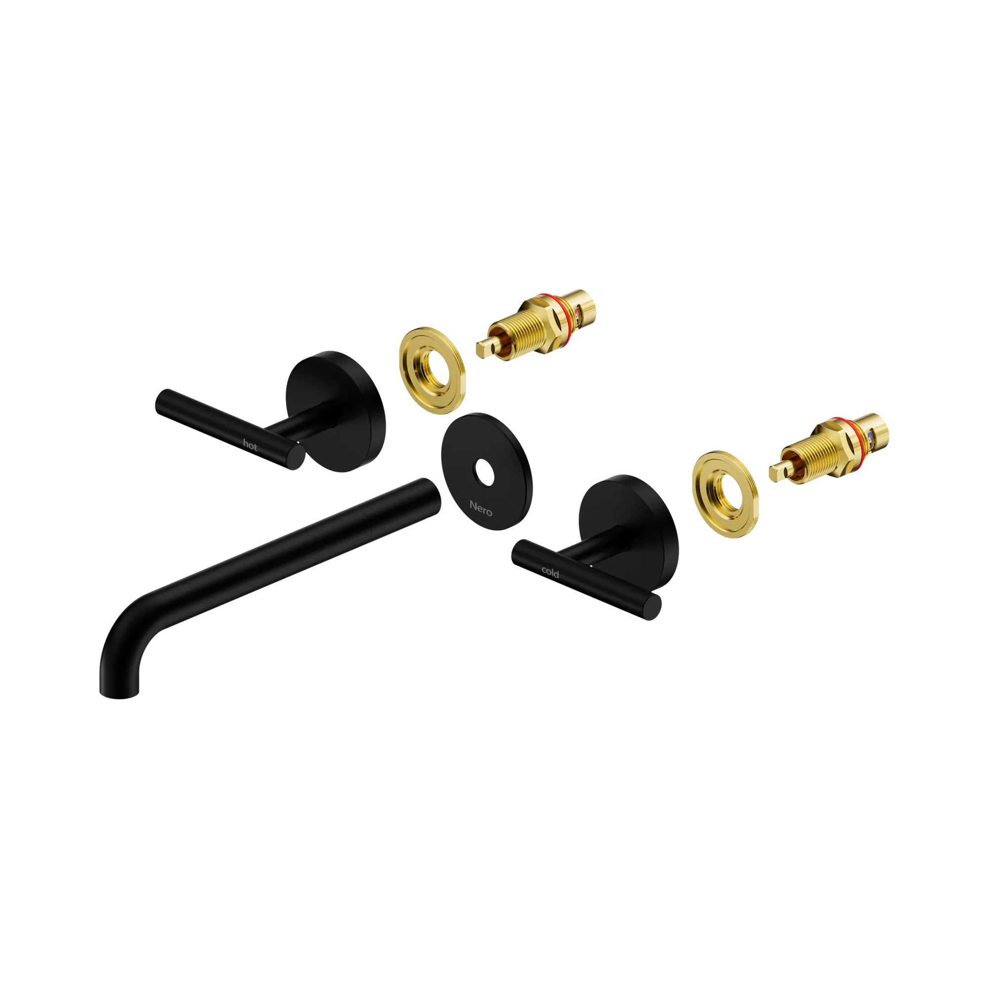 25 D021 MB Mecca Wall Basin Bath Set 220mm Spout Trim kits Only Matte Black image 1