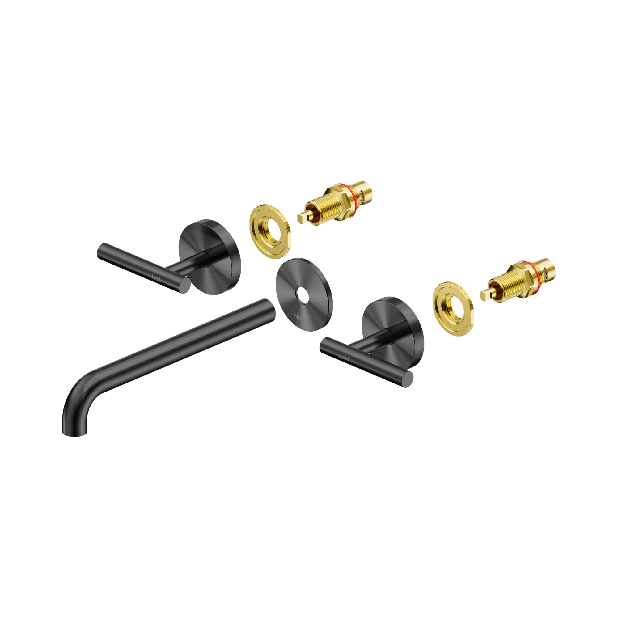 25 D021 GM Mecca Wall Basin Bath Set 220mm Spout Trim kits Only Gun Metal image 1