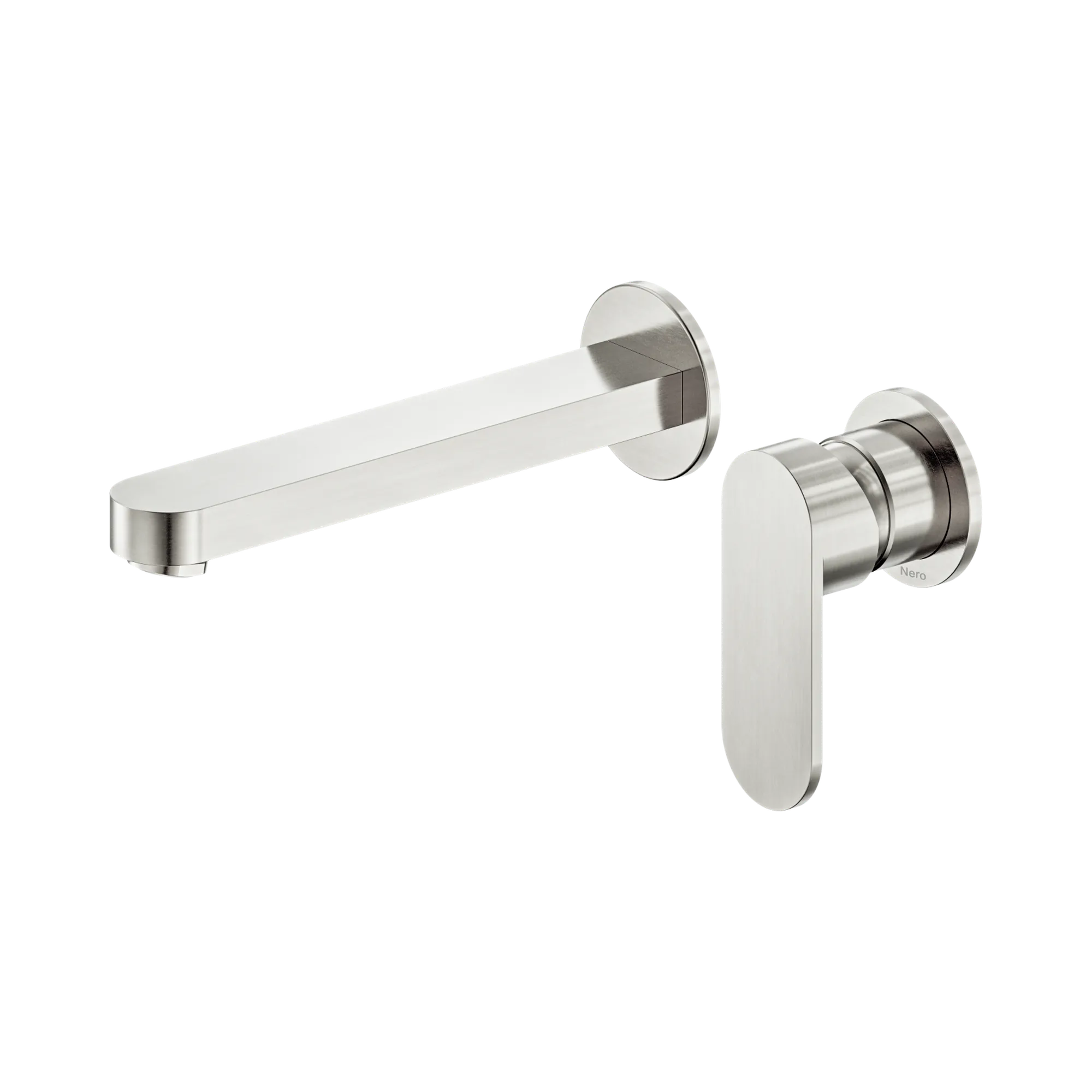 NR301310c BN Ecco Wall Basin Bath Mixer Separate Back Plate 60mm Brushed Nickel image 1
