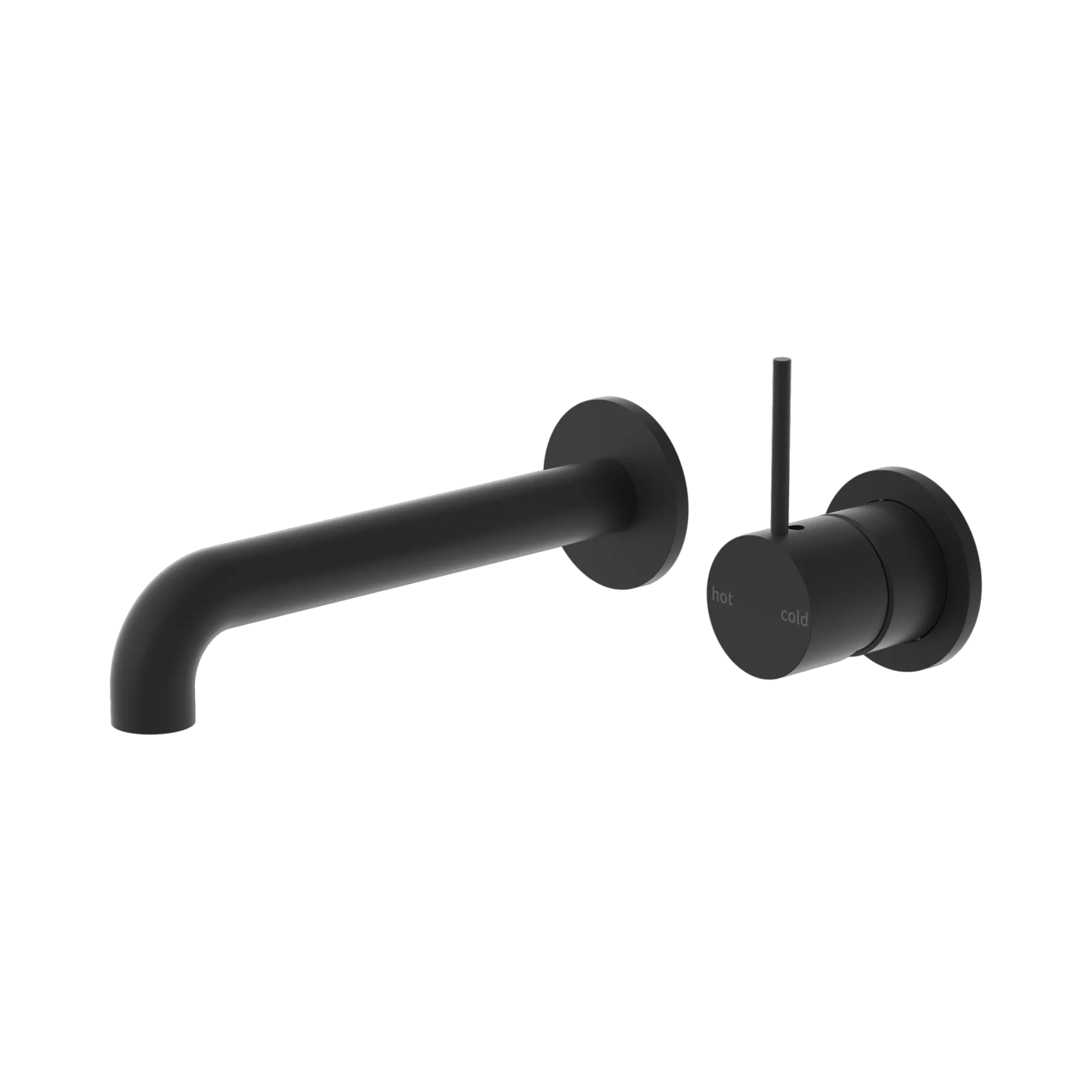 NR221907d230 MB Mecca Wall Basin Mixer Separate Back Plate Handle Up 230mm Spout Matte Black image 1