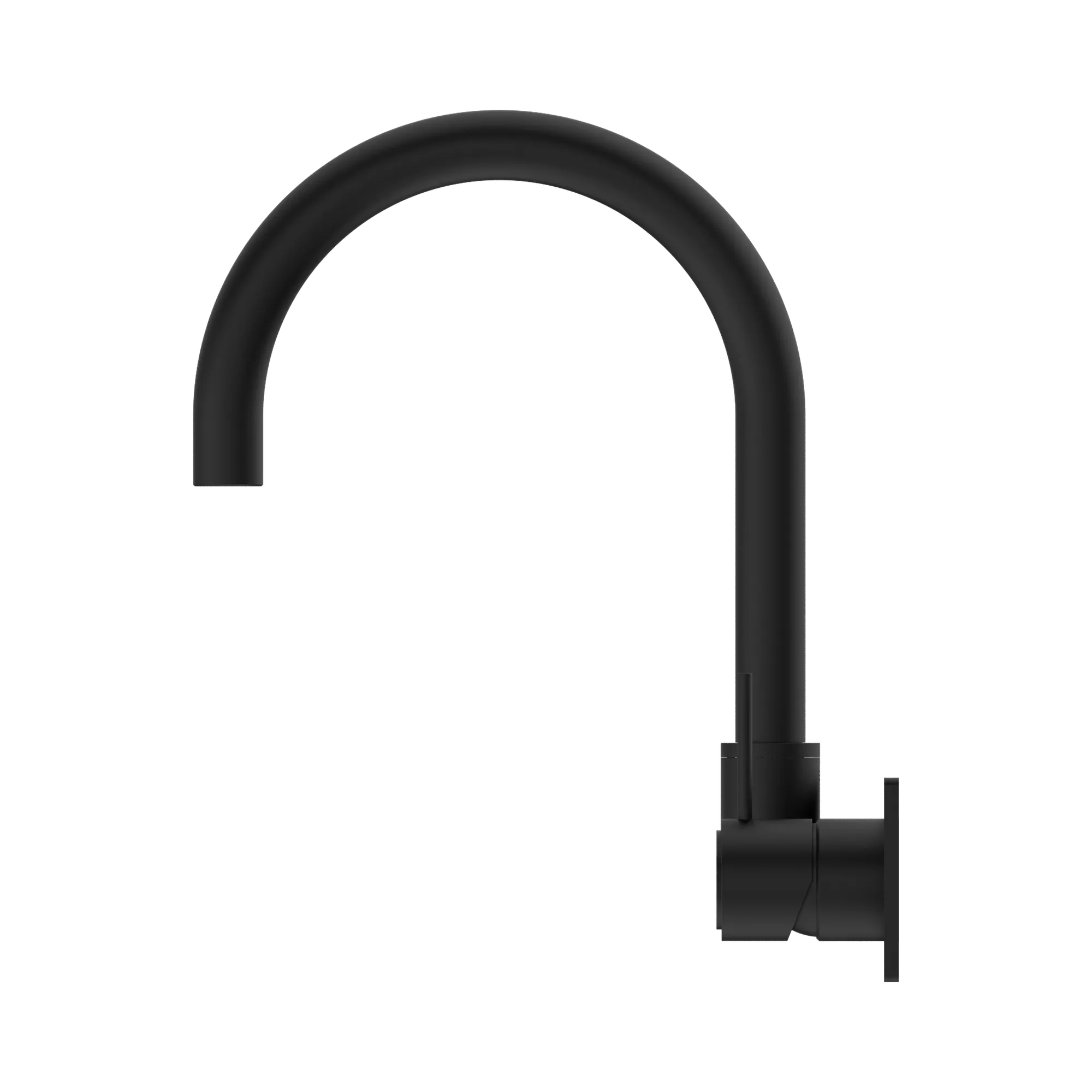 NR221909p MB Mecca Wall Basin Mixer Swivel Spout Handle Up Matte Black image 3
