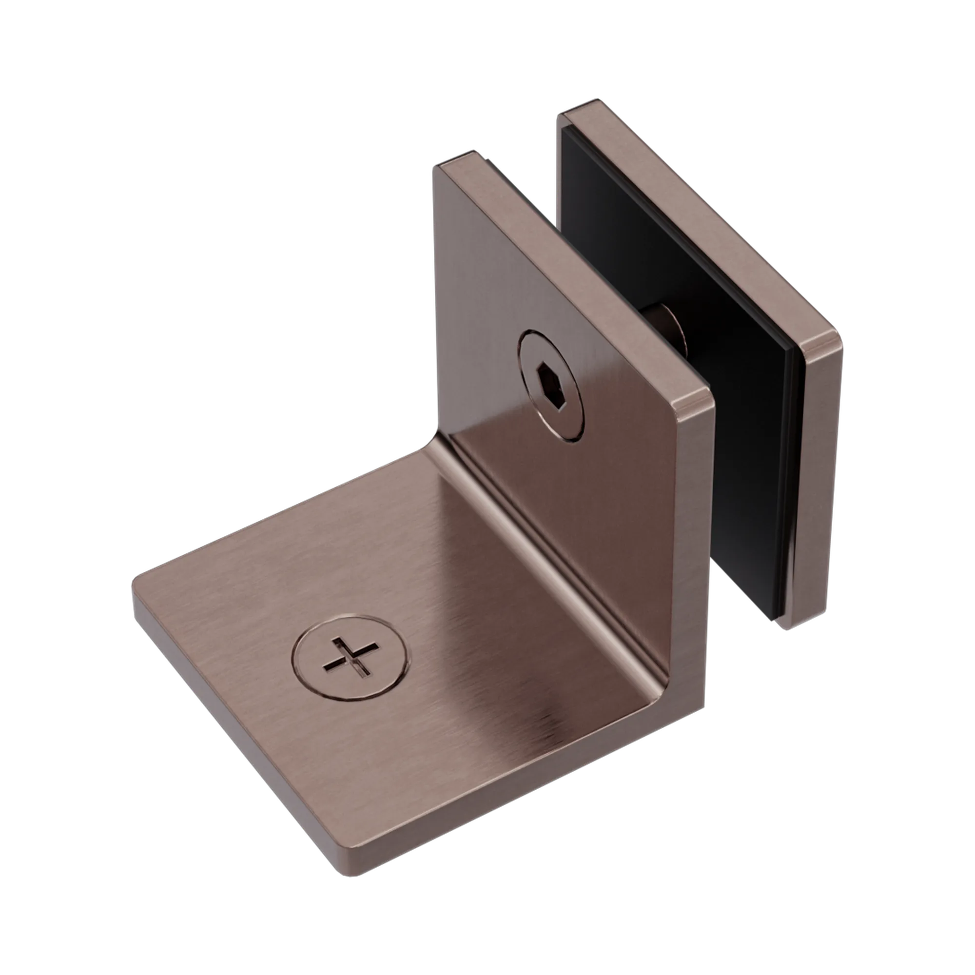 NRSH204 BZ 90 Degree Glass To Wall Bracket 10mm Glass Brushed Bronze image 1