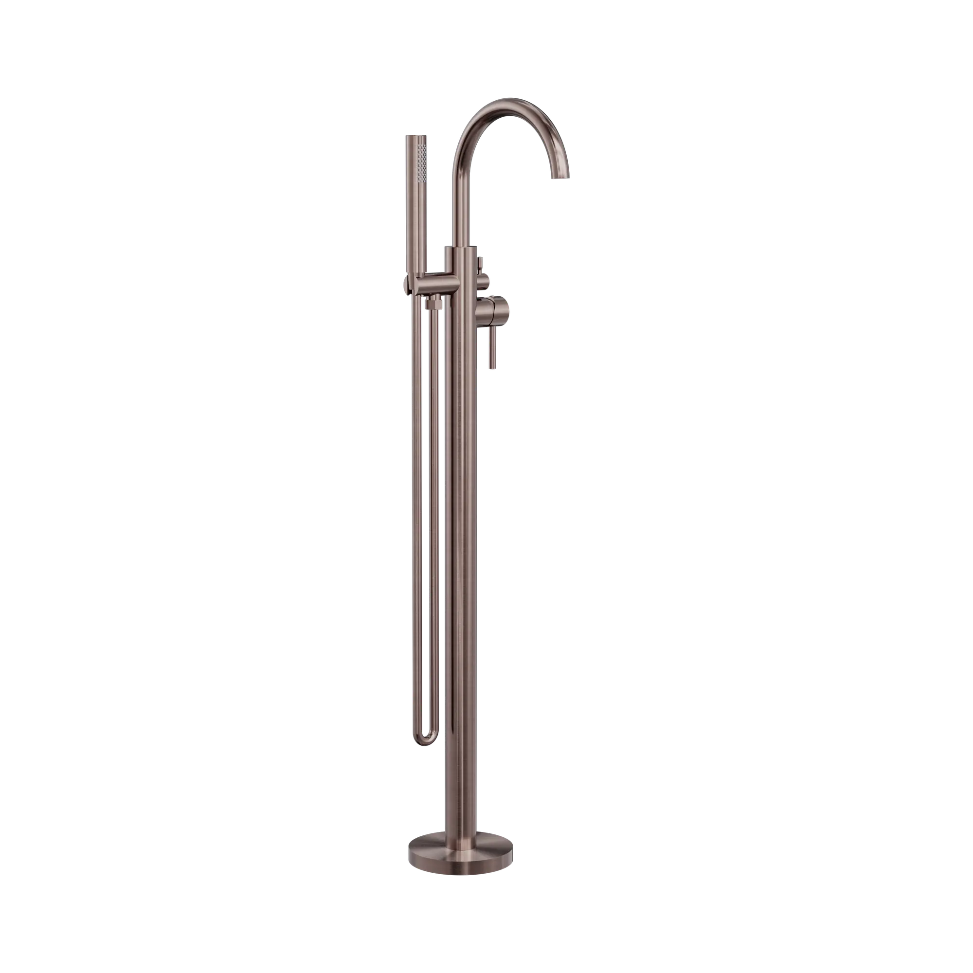 NR210903a BZ Mecca Round Freestanding Mixer With Hand Shower Brushed Bronze image 1