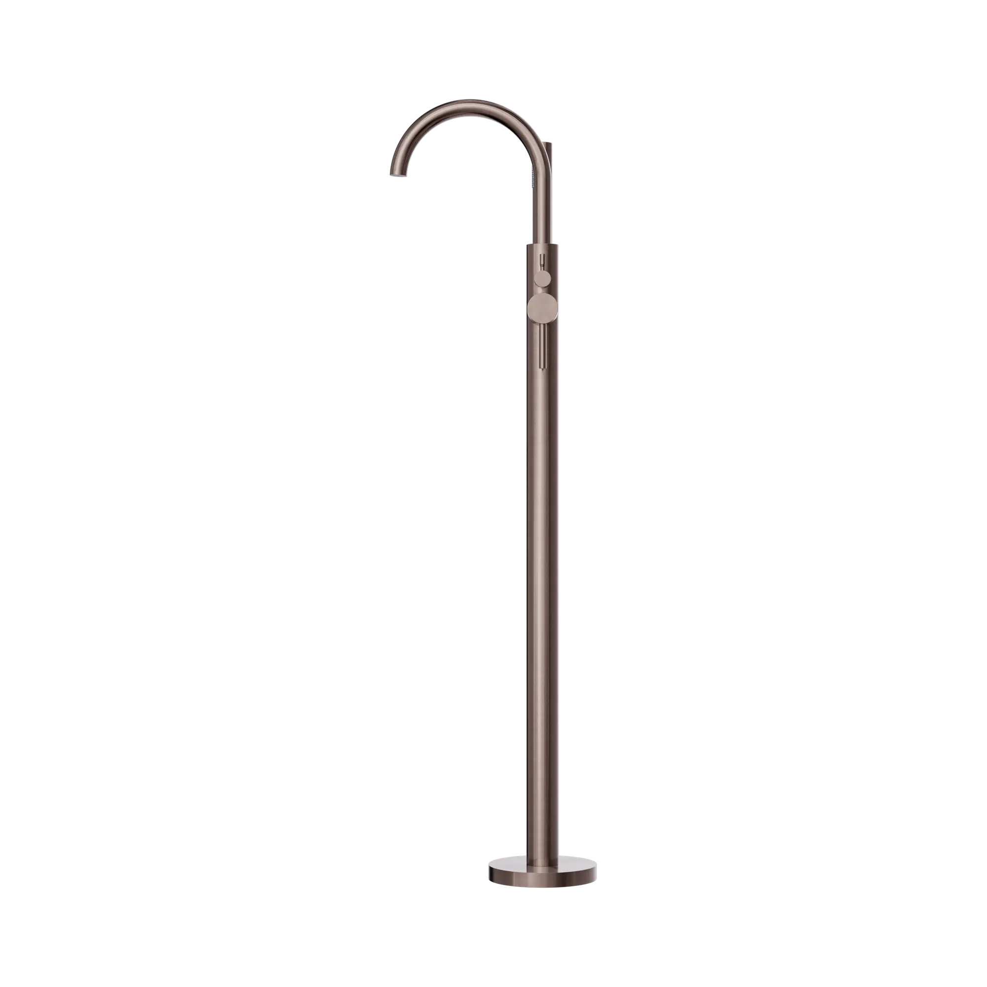 NR210903a BZ Mecca Round Freestanding Mixer With Hand Shower Brushed Bronze image 2