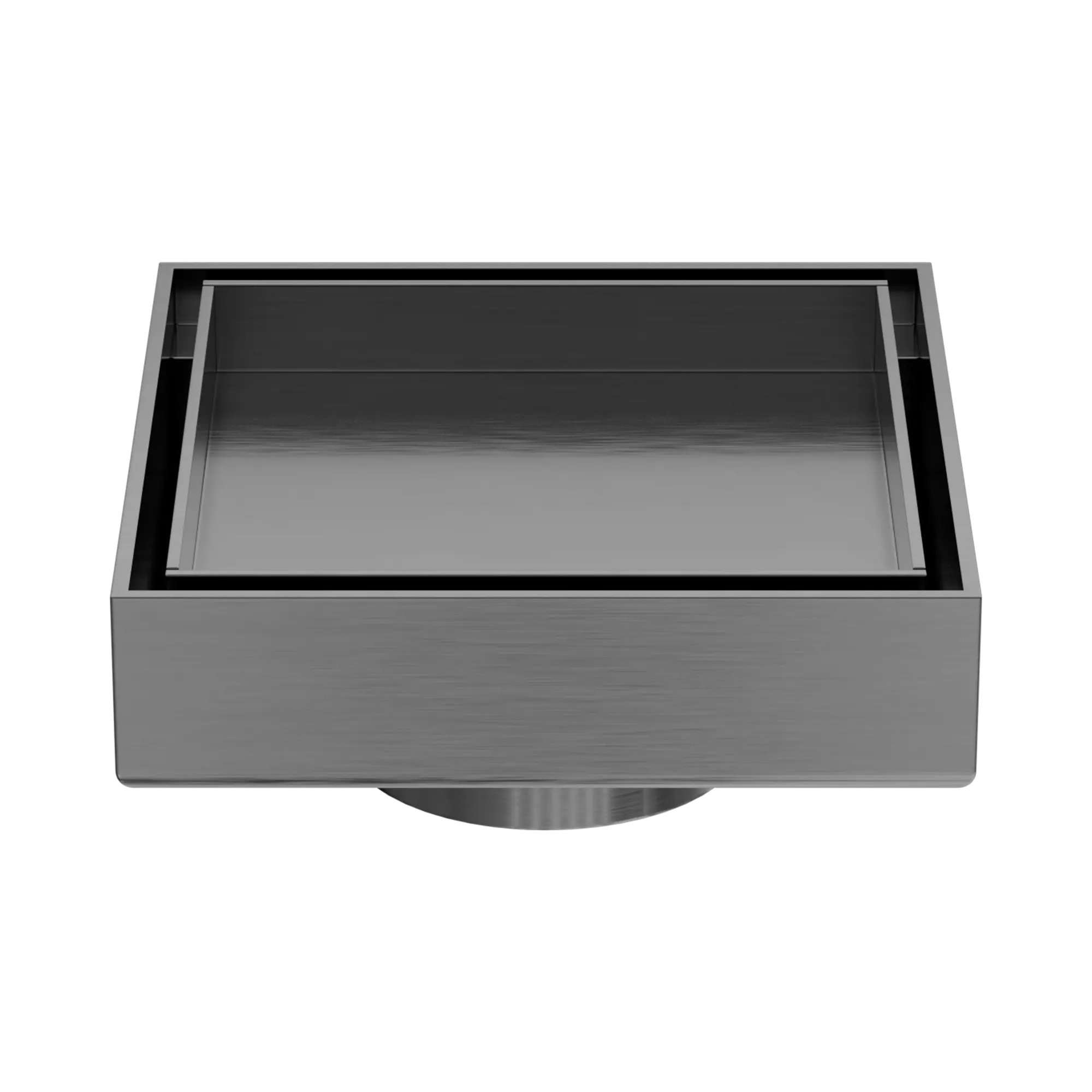 NRFW006 GM 100mm Square Tile Insert Floor Waste 50mm Outlet Gun Metal image 1