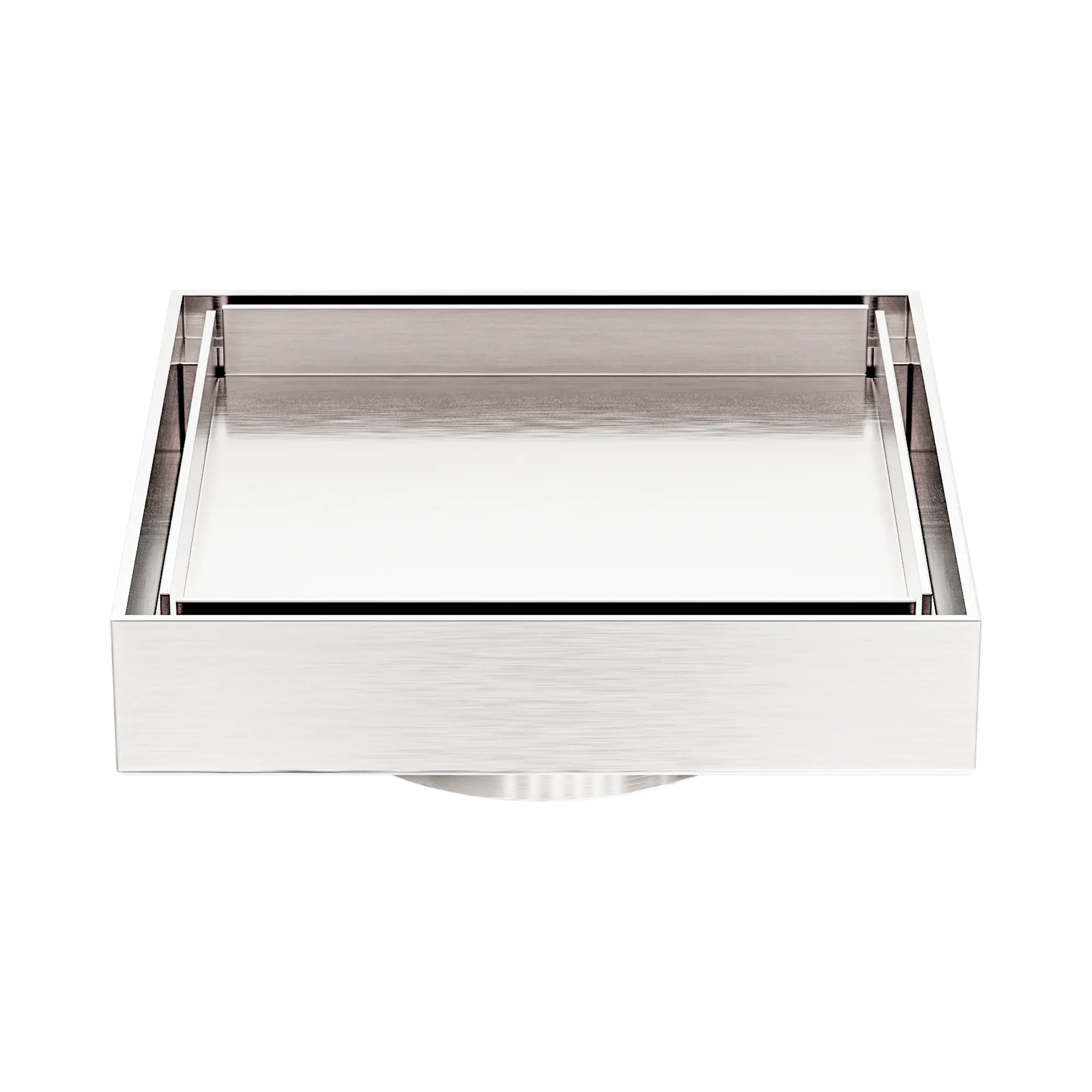 NRFW007 BN 130mm Square Tile Insert Floor Waste 80mm Outlet Brushed Nickel image 1