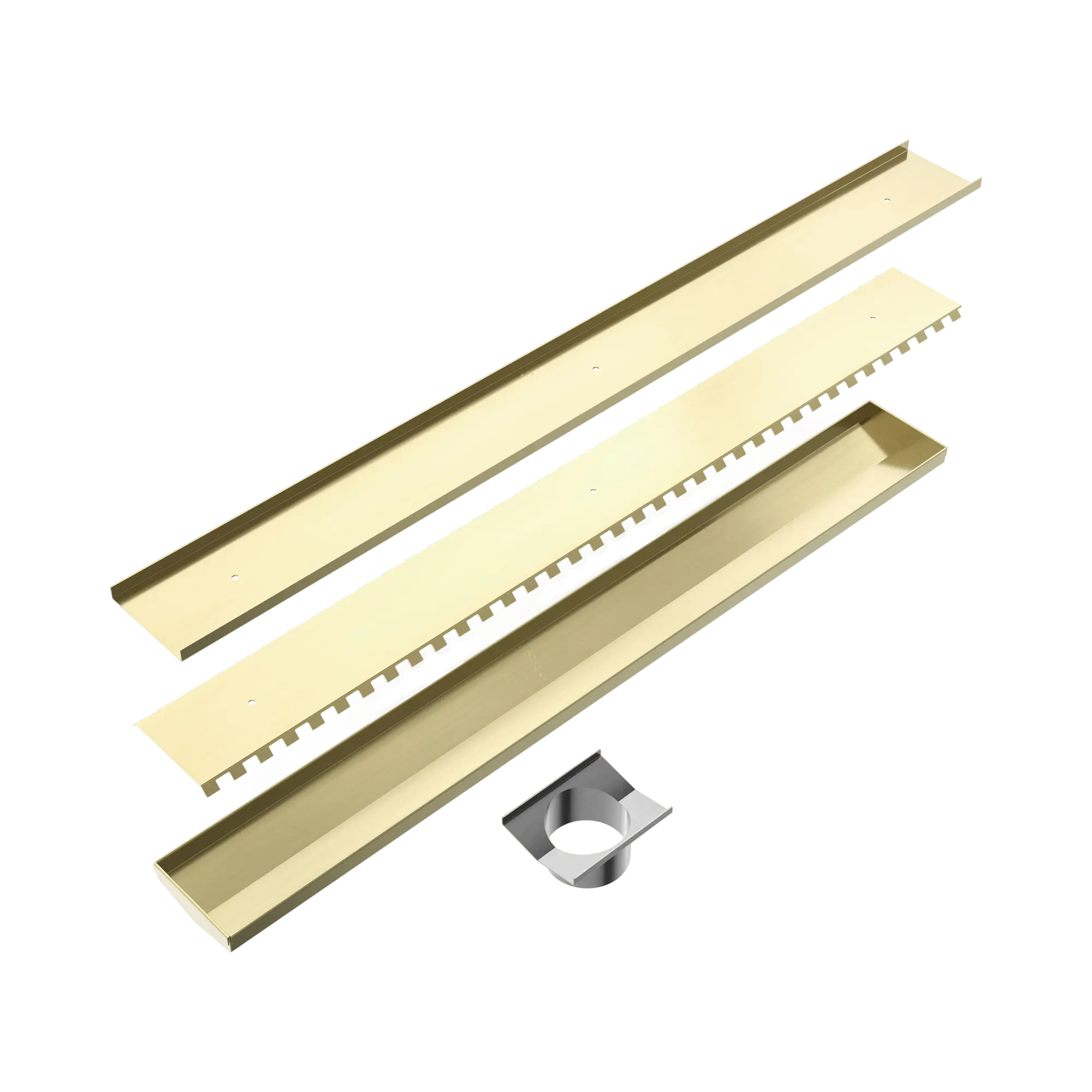 NRFG001 HSBG Tile Insert V Channel 900x106mm Floor Grate 90mm Outlet Brushed Gold image 2