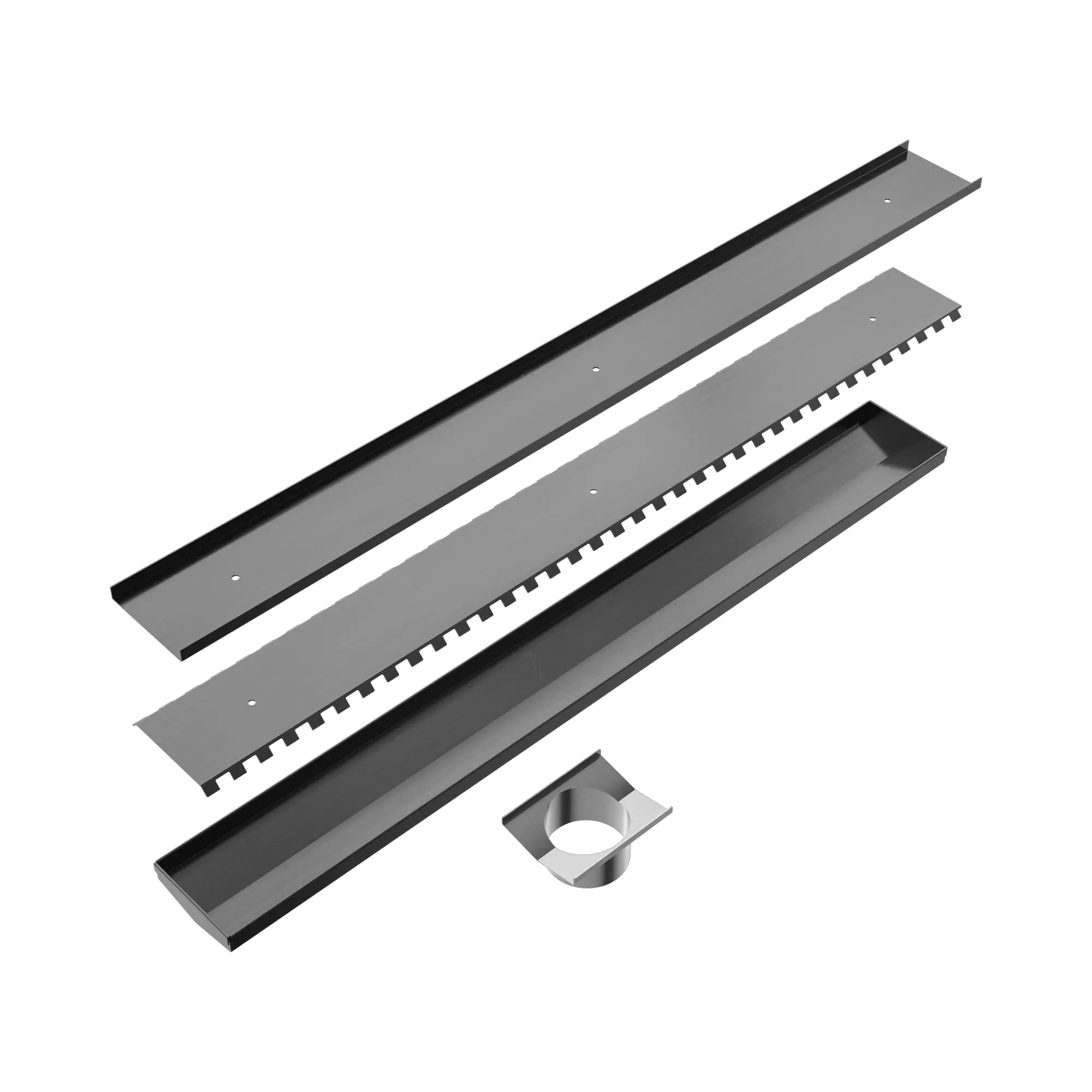 NRFG001 HSGM Tile Insert V Channel 900x106mm Floor Grate 90mm Outlet Gun Metal image 2