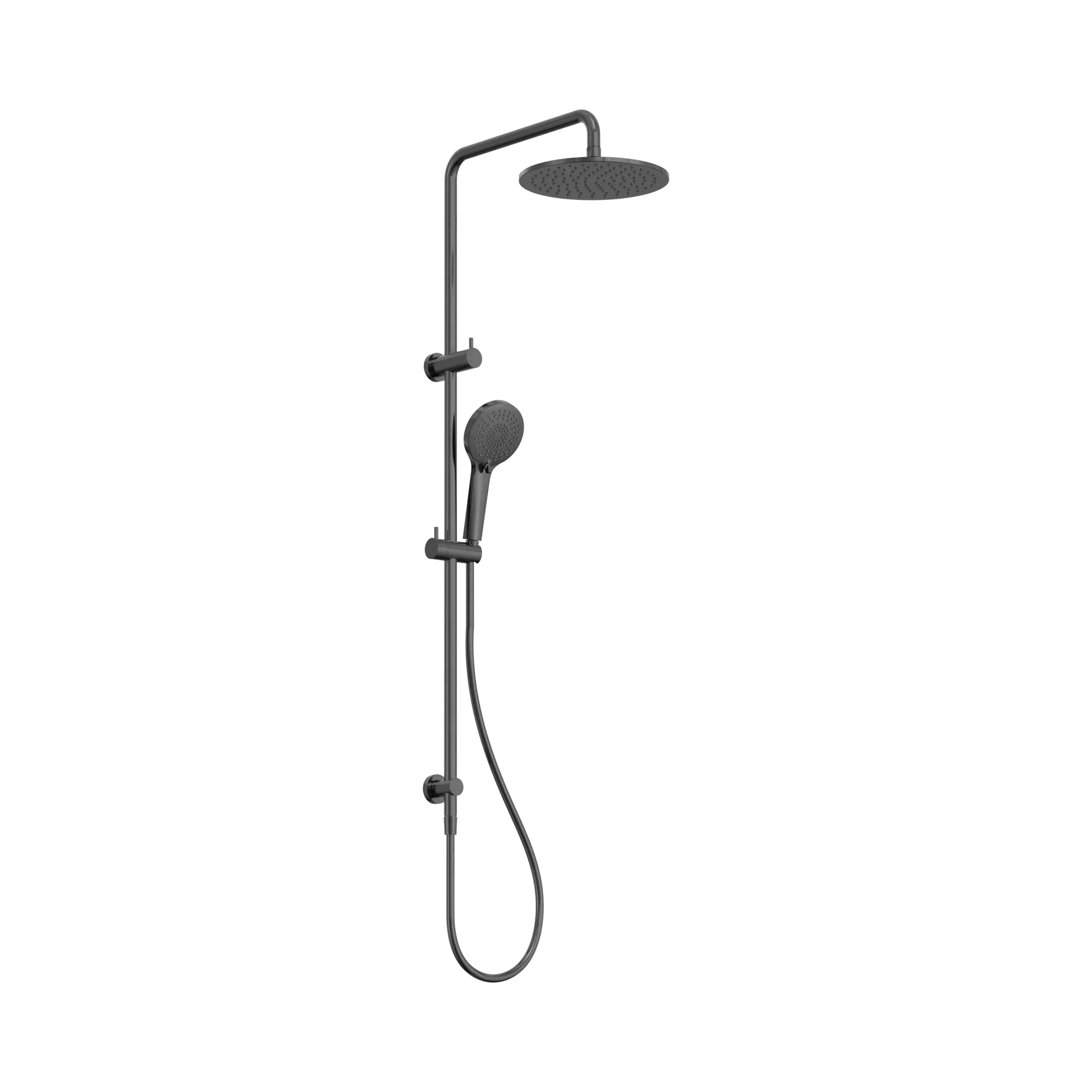 NR250805d GM Round Twin Shower Gun Metal image 1