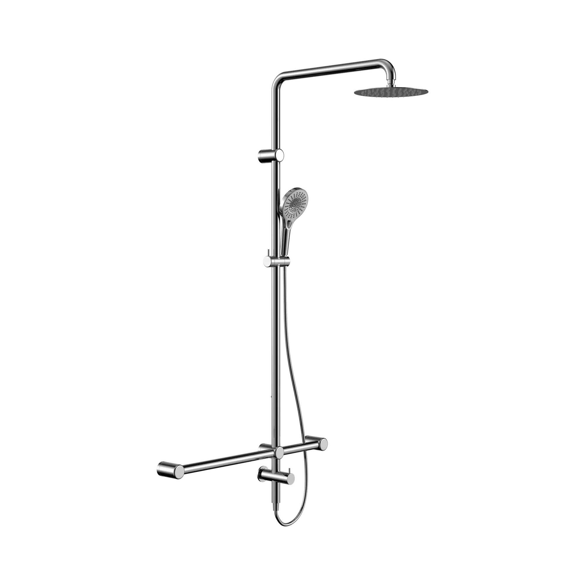 NRCS008 CH Mecca Care 32mm T Bar Grab Rail 1100x750mm Twin Shower Set Chrome image 1