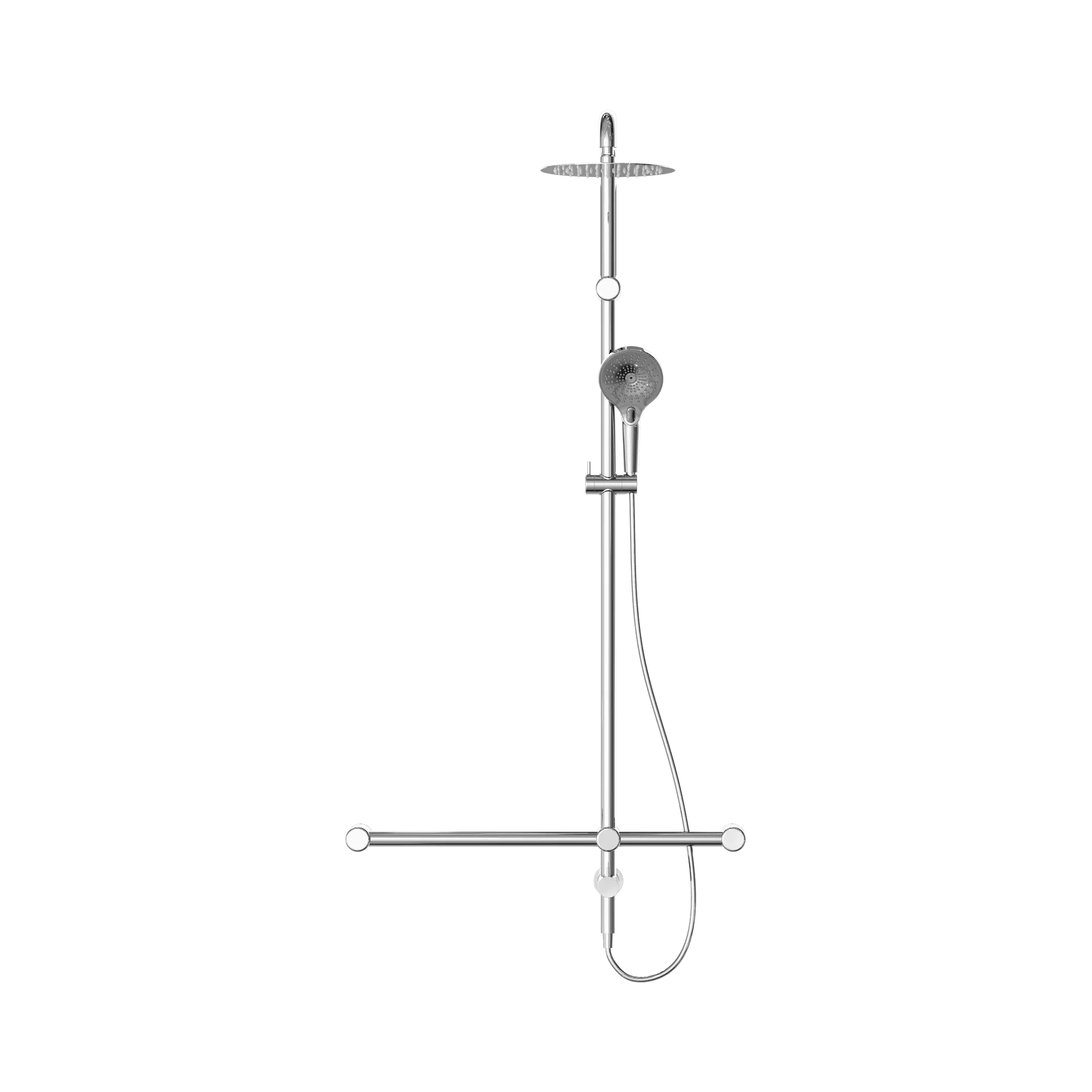 NRCS008 CH Mecca Care 32mm T Bar Grab Rail 1100x750mm Twin Shower Set Chrome image 2
