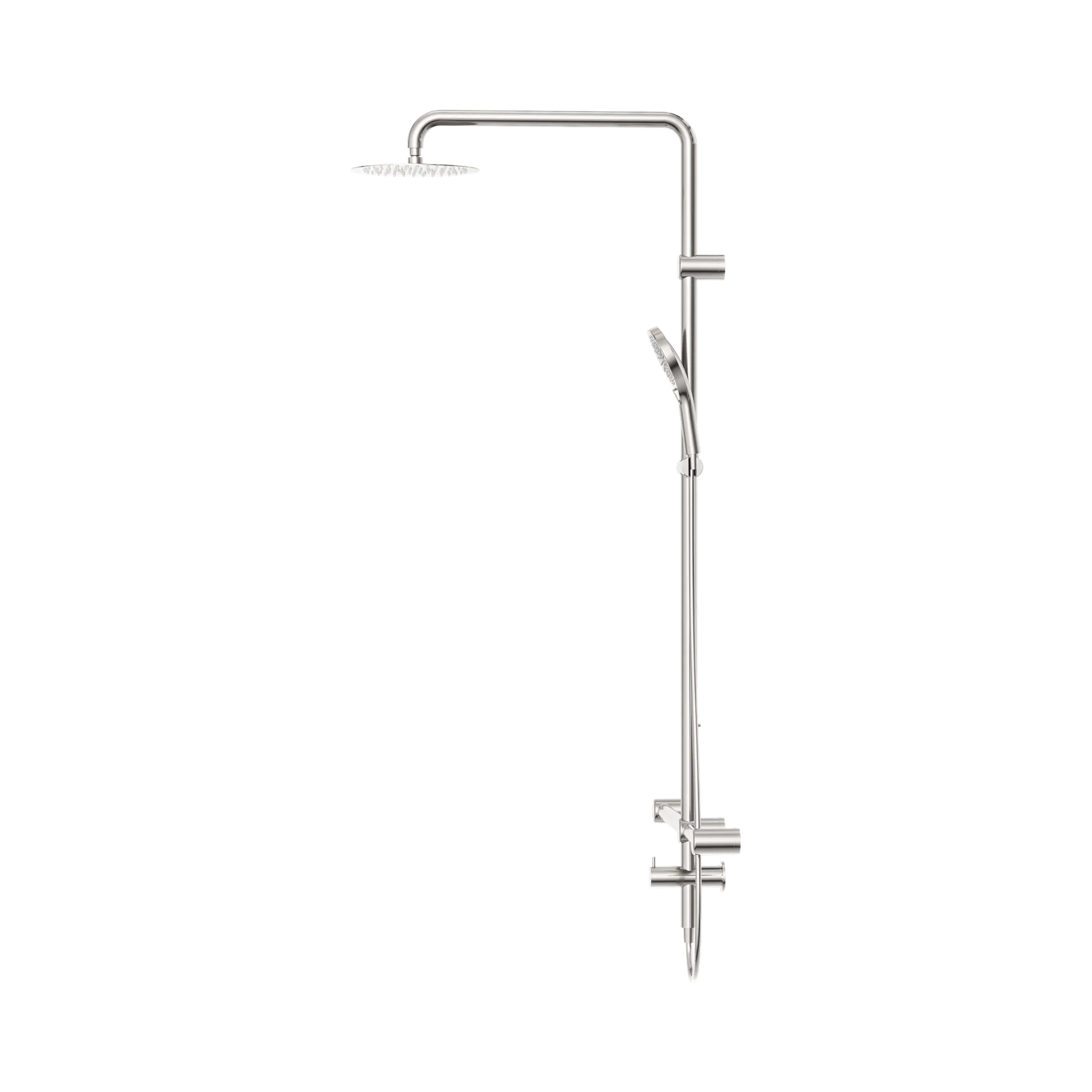 NRCS008 BN Mecca Care 32mm T Bar Grab Rail 1100x750mm Twin Shower Set Brushed Nickel image 2