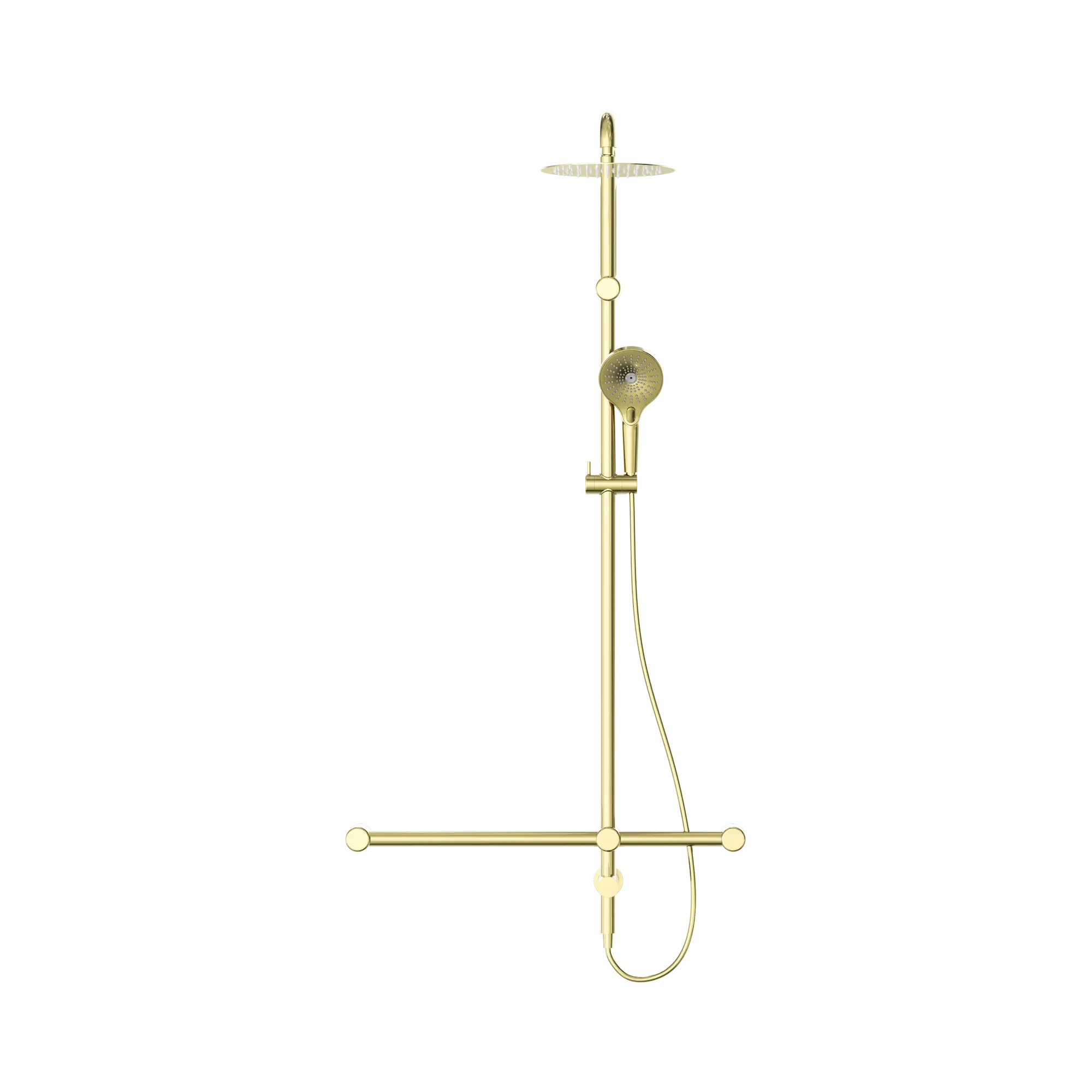 NRCS008 BG Mecca Care 32mm T Bar Grab Rail 1100x750mm Twin Shower Set Brushed Gold image 2