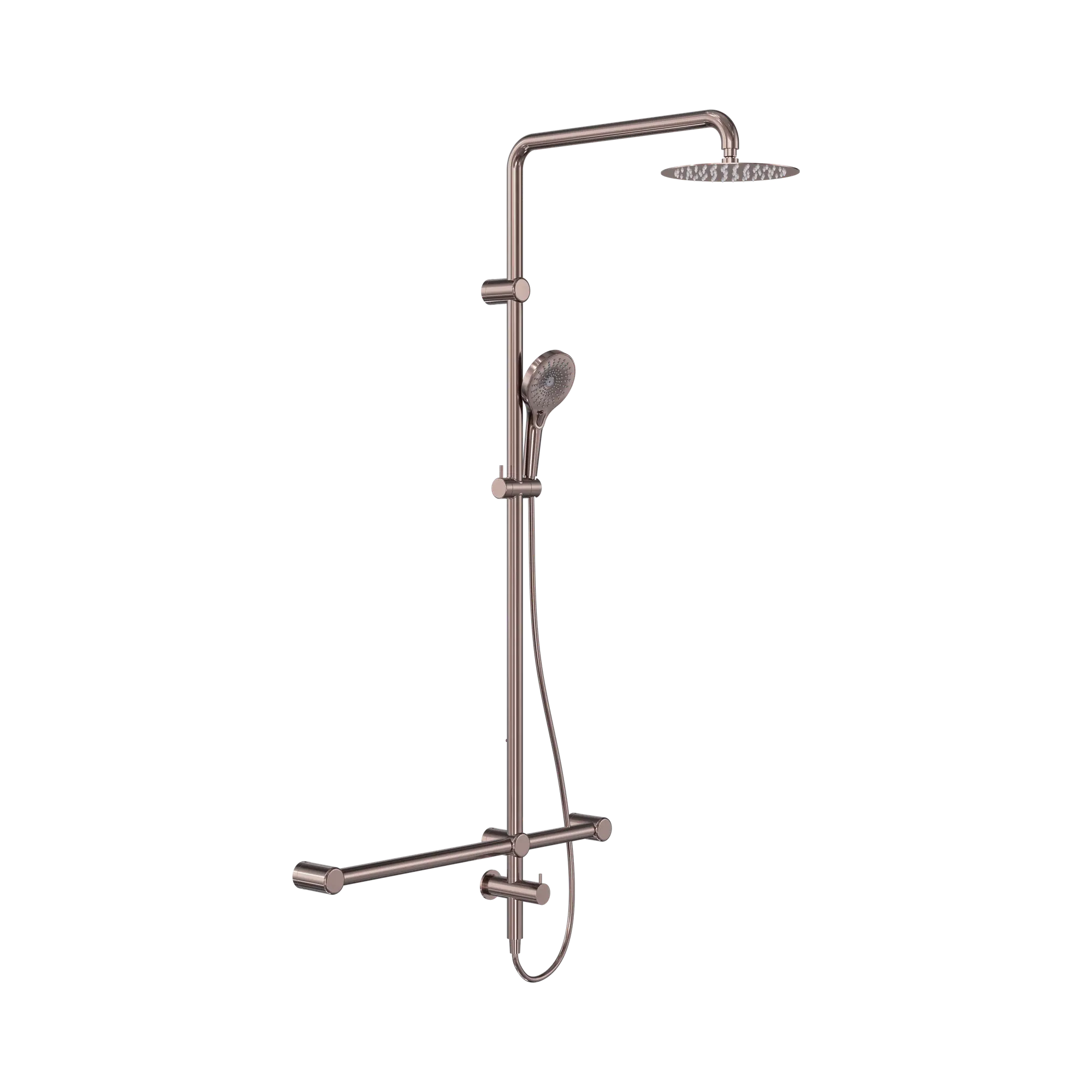 NRCS008 BZ Mecca Care 32mm T Bar Grab Rail 1100x750mm Twin Shower Set Brushed Bronze image 1