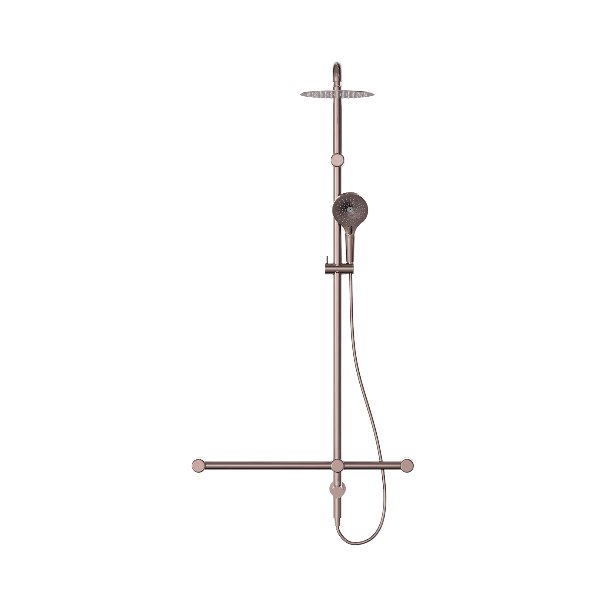 NRCS008 BZ Mecca Care 32mm T Bar Grab Rail 1100x750mm Twin Shower Set Brushed Bronze image 2