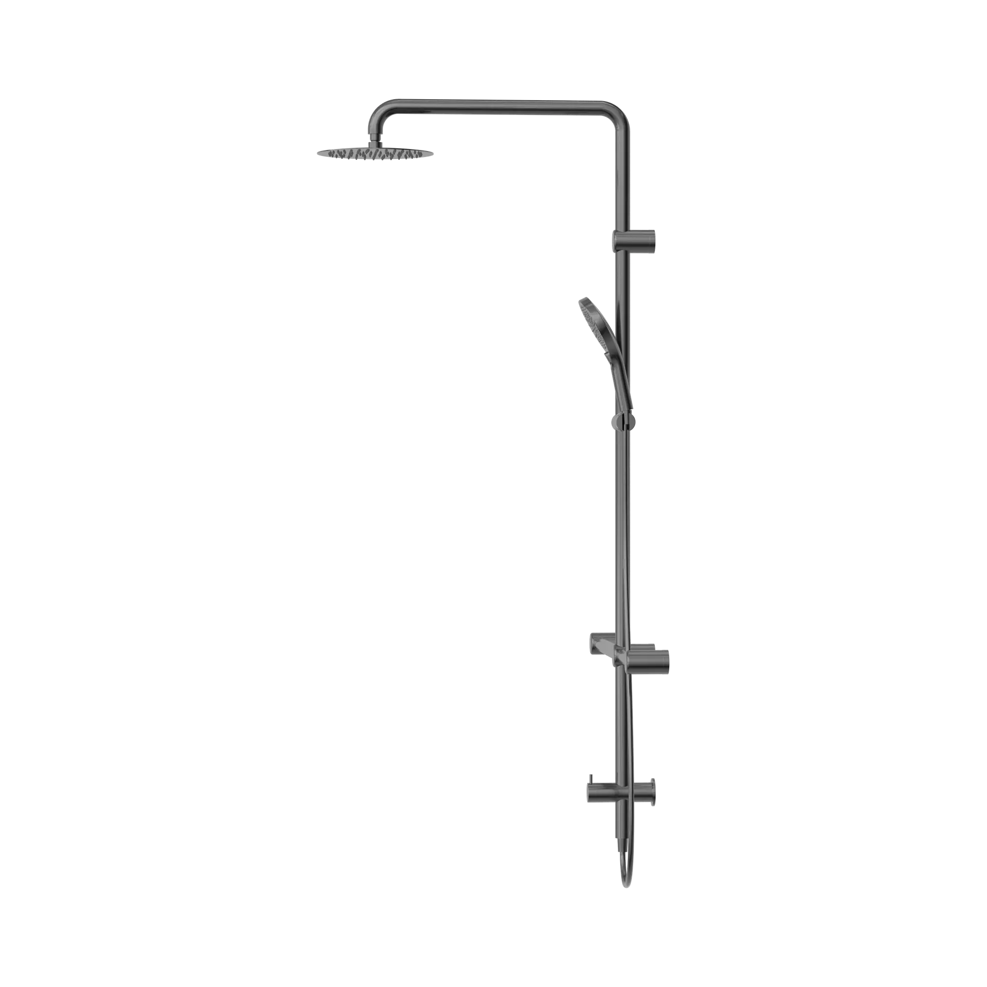 NRCS008 GM Mecca Care 32mm T Bar Grab Rail 1100x750mm Twin Shower Set Gun Metal image 3