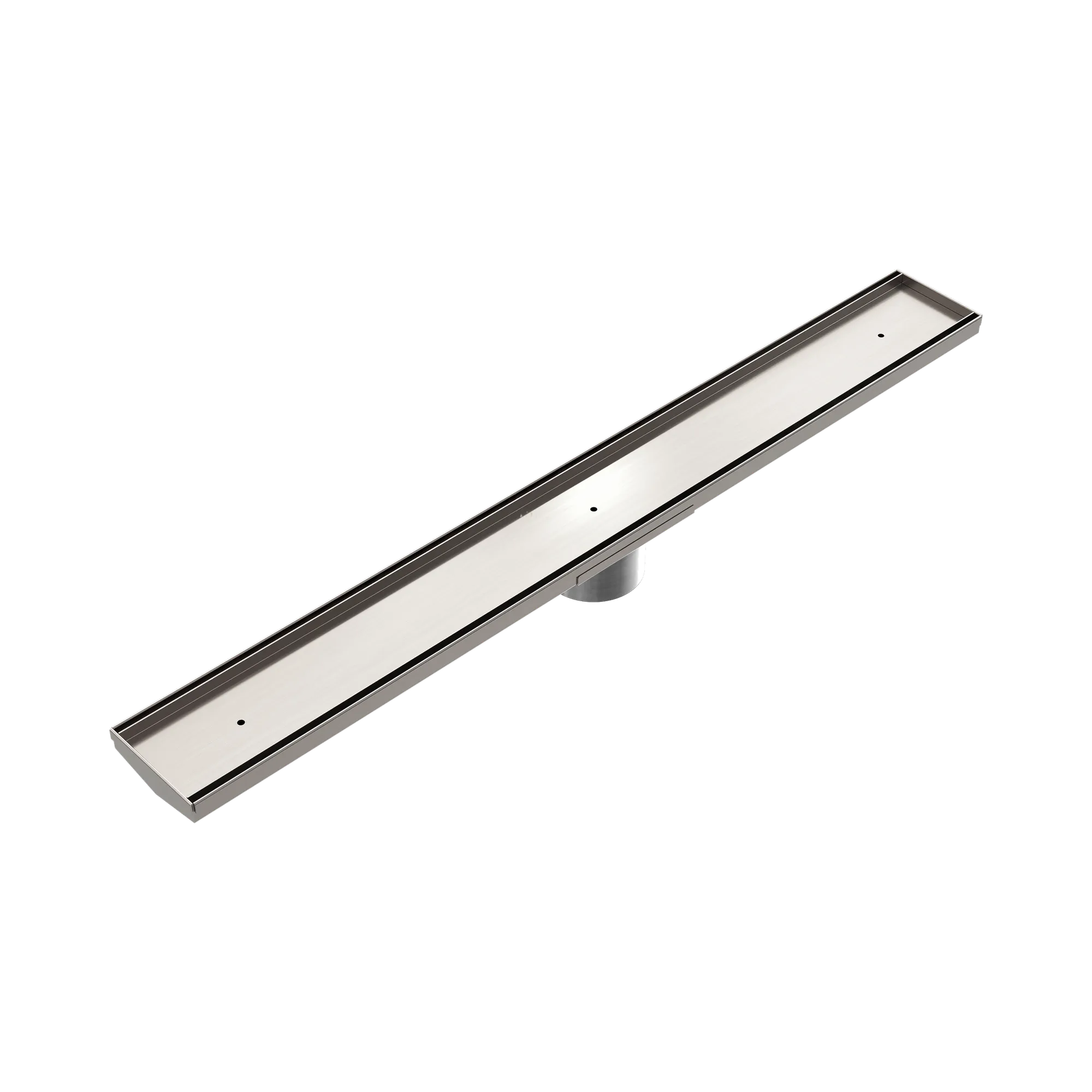 NRFG010 HSBN Tile Insert V Channel 800x106mm Floor Grate 90mm Outlet Brushed Nickel image 1