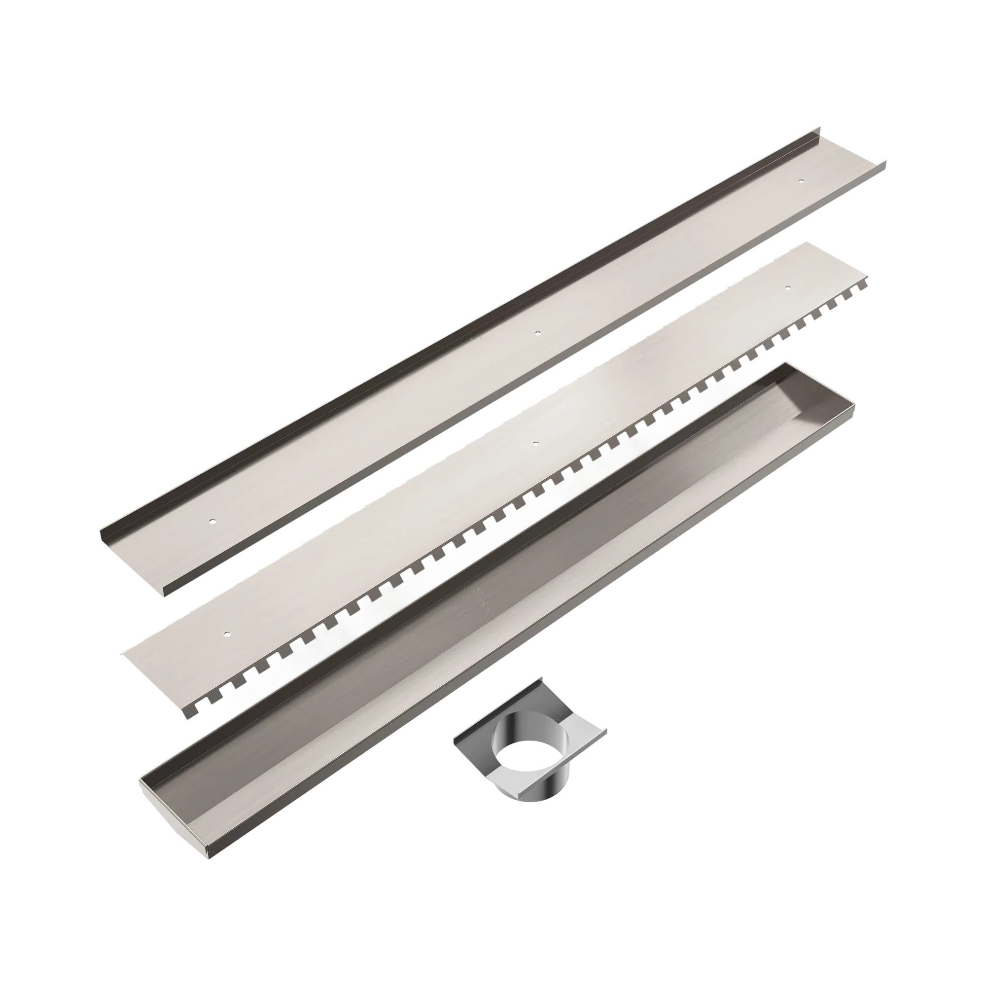 NRFG010 HSBN Tile Insert V Channel 800x106mm Floor Grate 90mm Outlet Brushed Nickel image 2