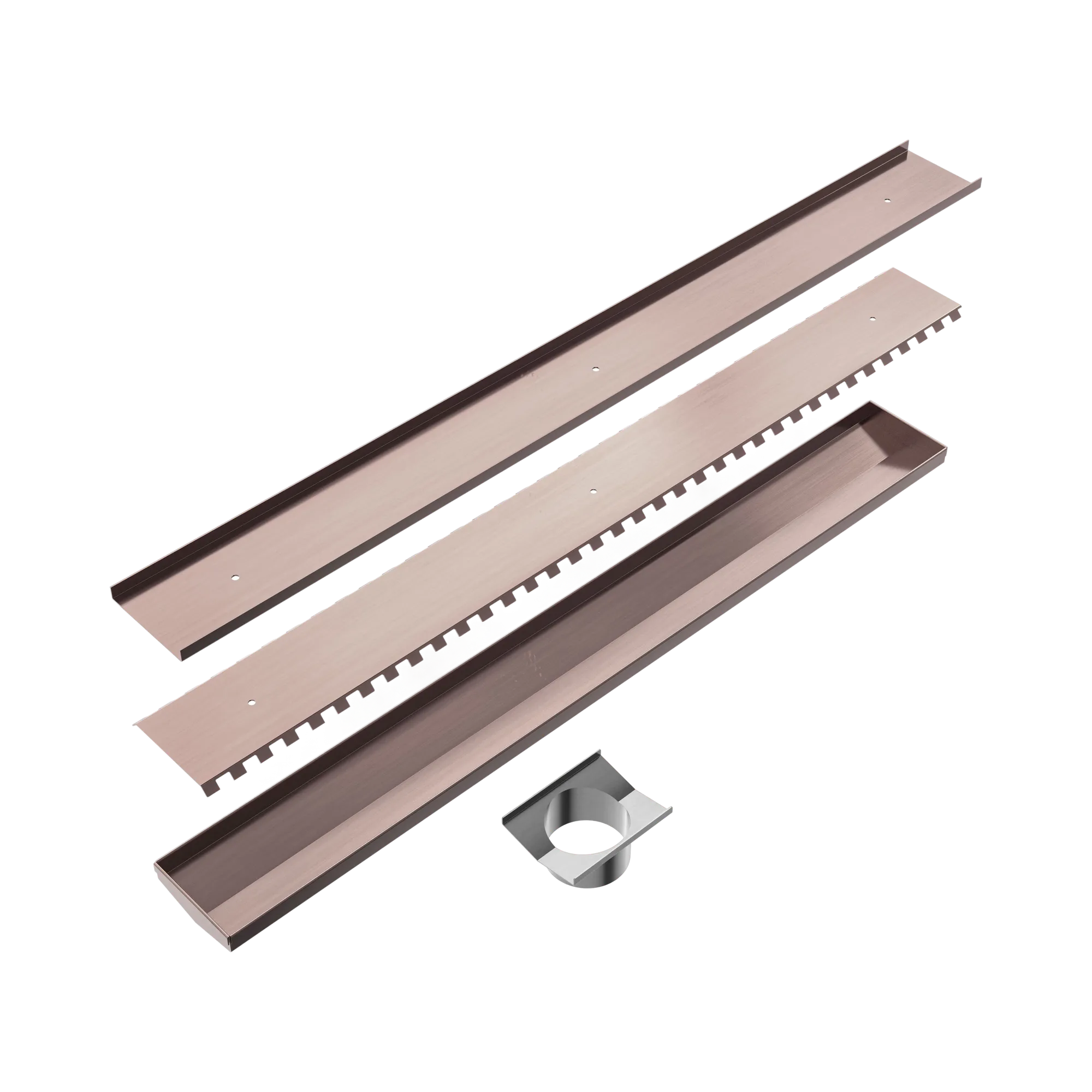 NRFG010 HSBZ Tile Insert V Channel 800x106mm Floor Grate 90mm Outlet Brushed Bronze image 2