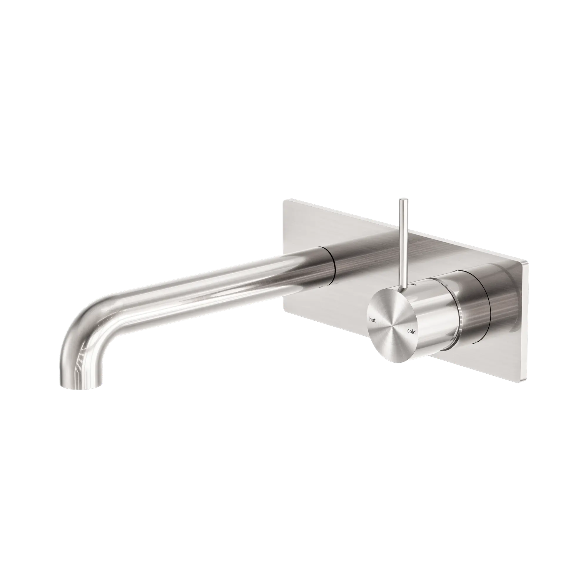 NR221910 B160 BN Mecca Wall Basin Bath Mixer Handle Up 160mm Brushed Nickel image 1