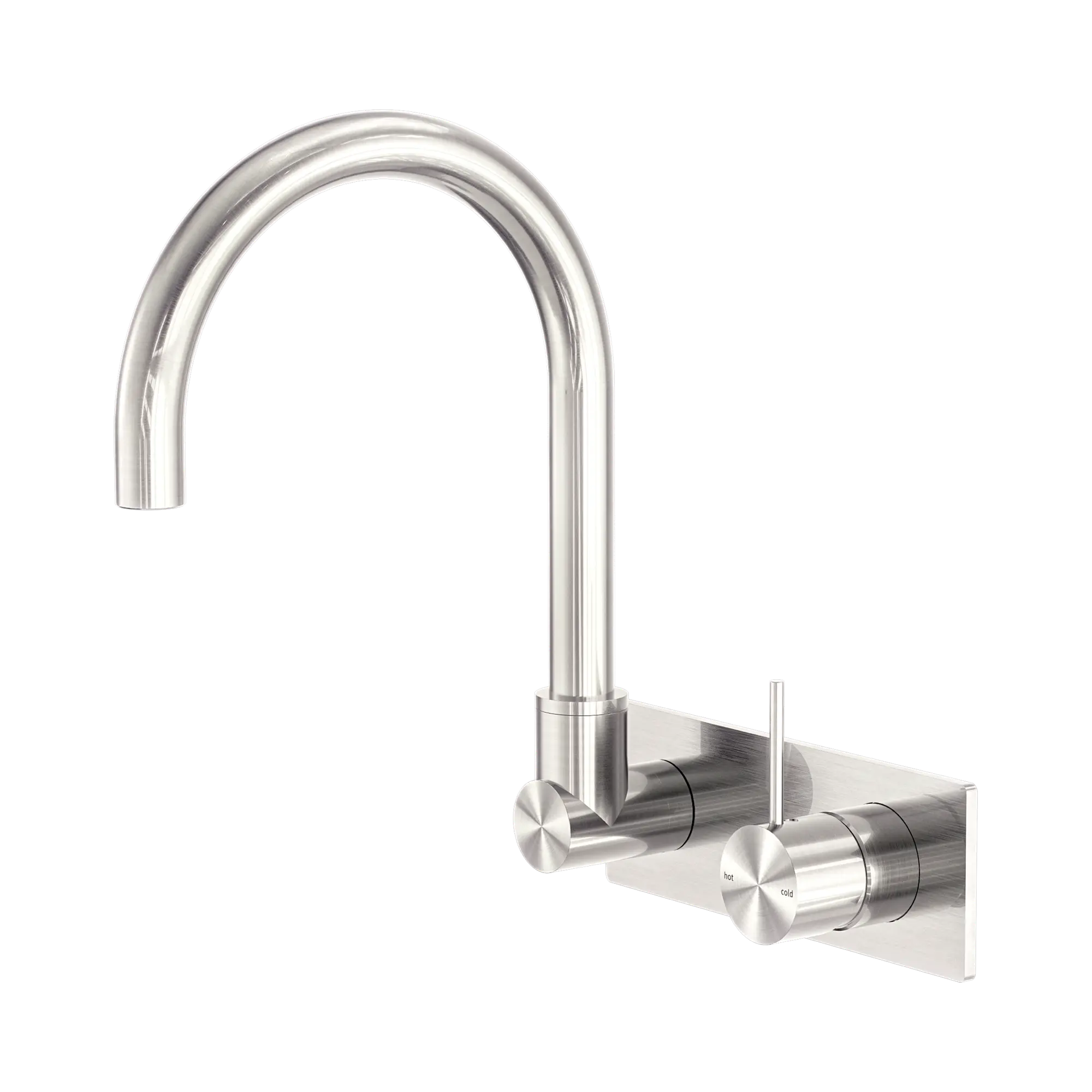 NR221910 PBN Mecca Wall Basin Bath Mixer Swivel Spout Handle Up Brushed Nickel image 1