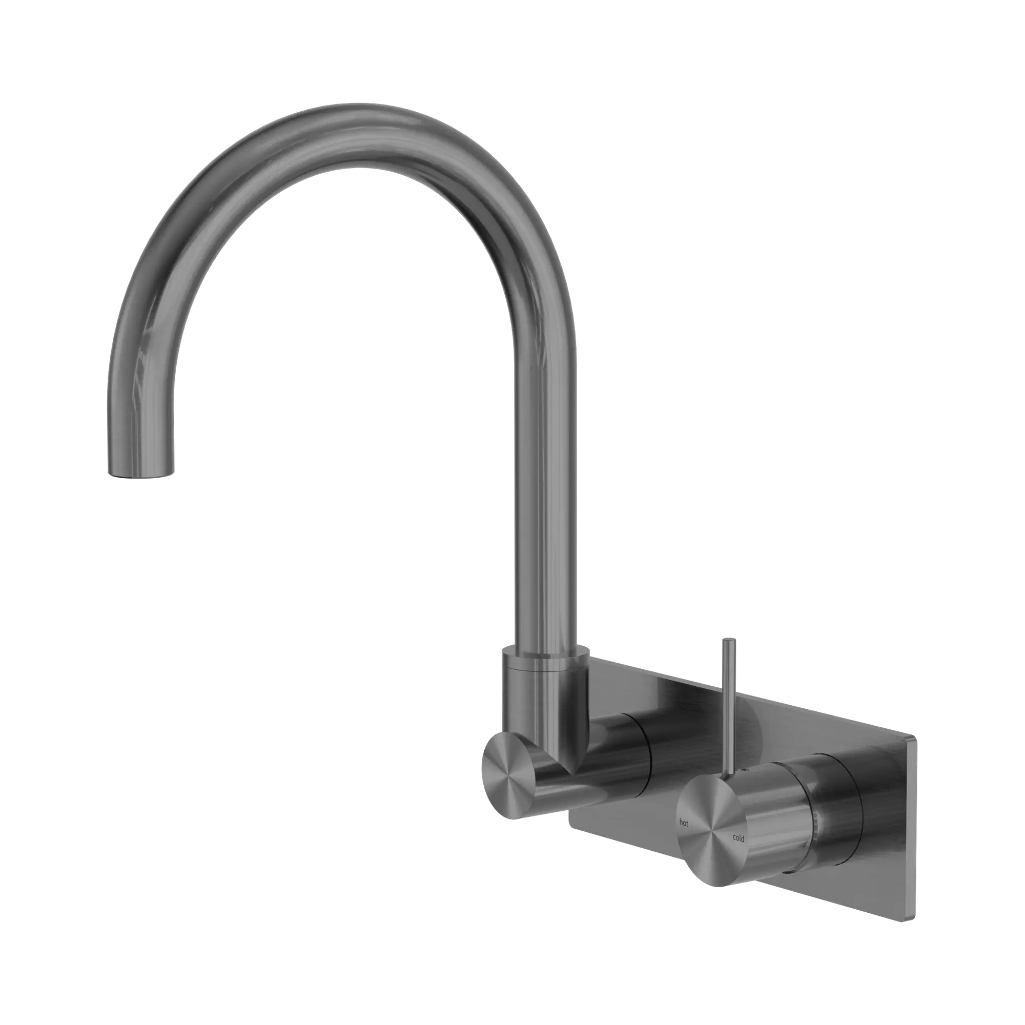 NR221910 PGM Mecca Wall Basin Bath Mixer Swivel Spout Handle Up Gun Metal image 1