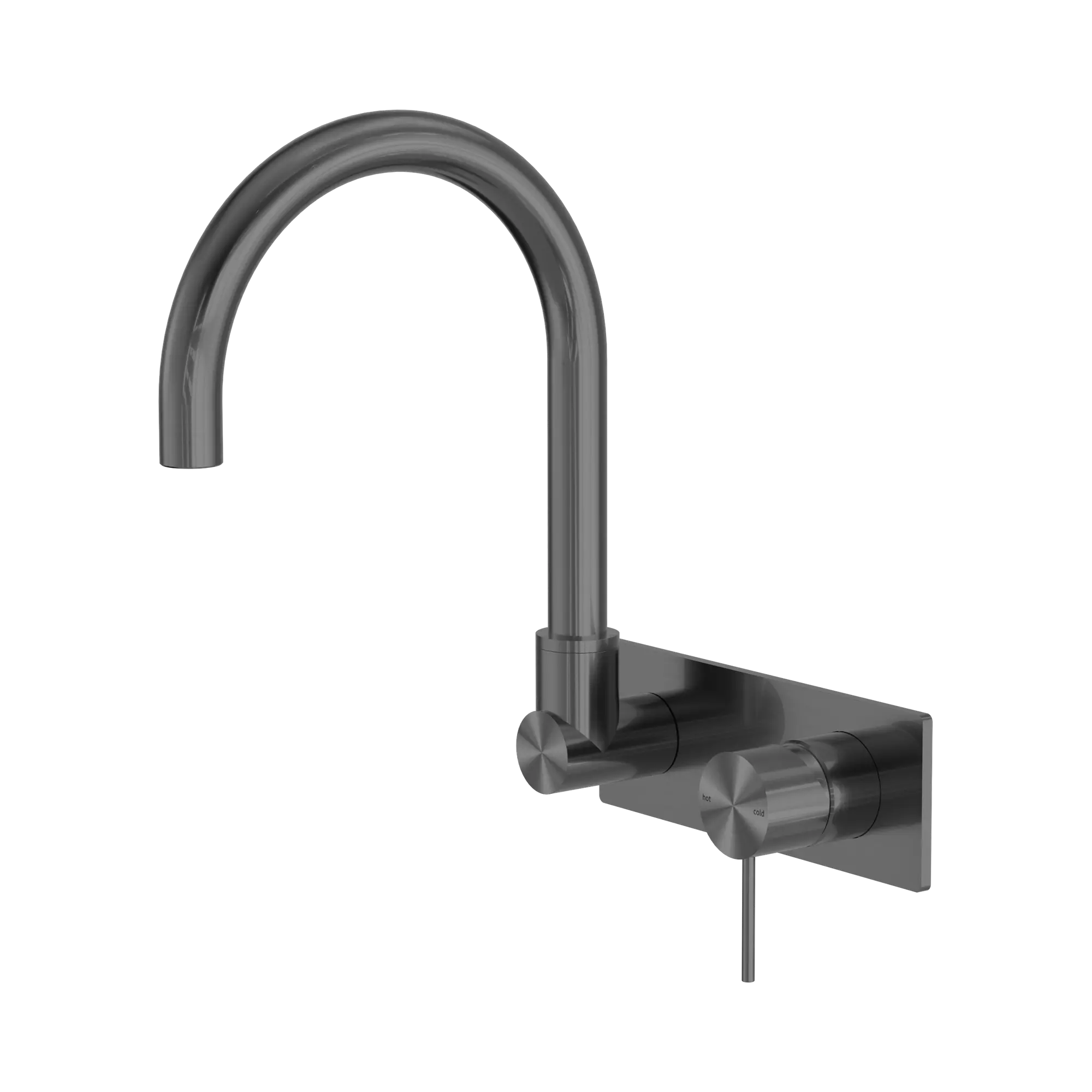 NR221910 QGM Mecca Wall Basin Bath Mixer Swivel Spout Gun Metal image 1