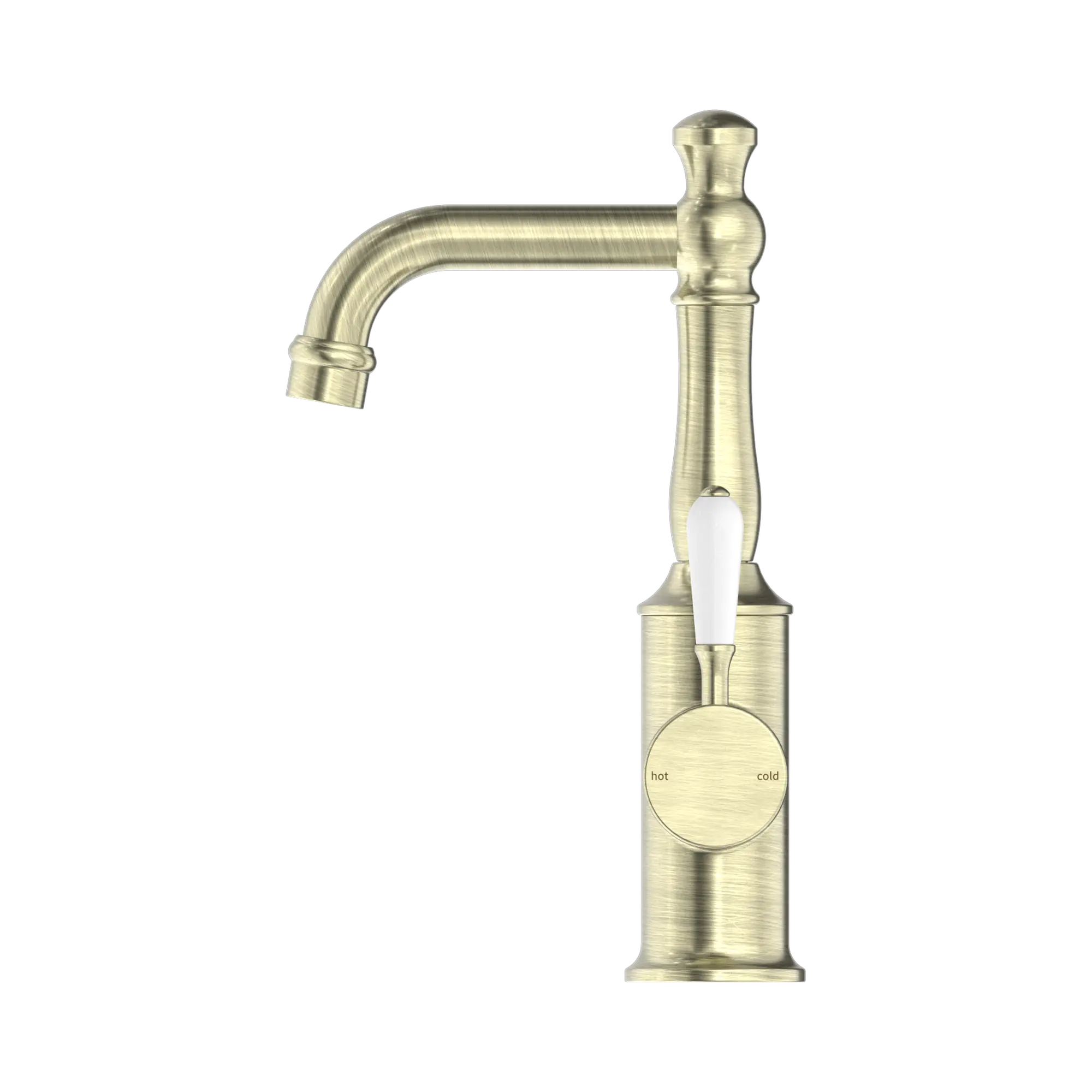 NR69210101 AB York Basin Mixer With White Porcelain Lever Aged Brass image 3
