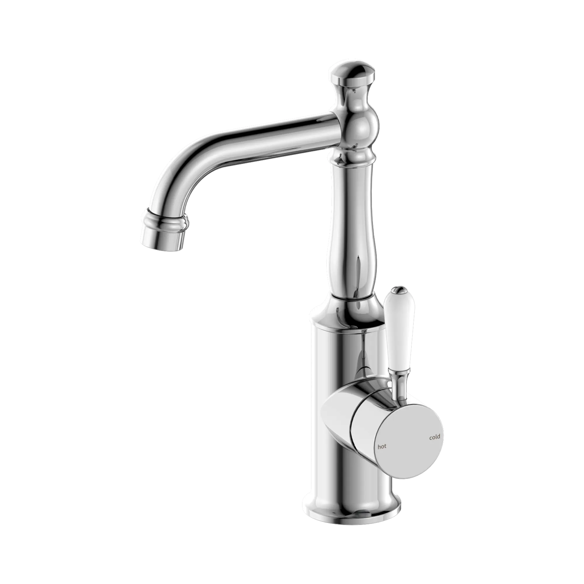 NR69210101 CH York Basin Mixer With White Porcelain Lever Chrome image 1