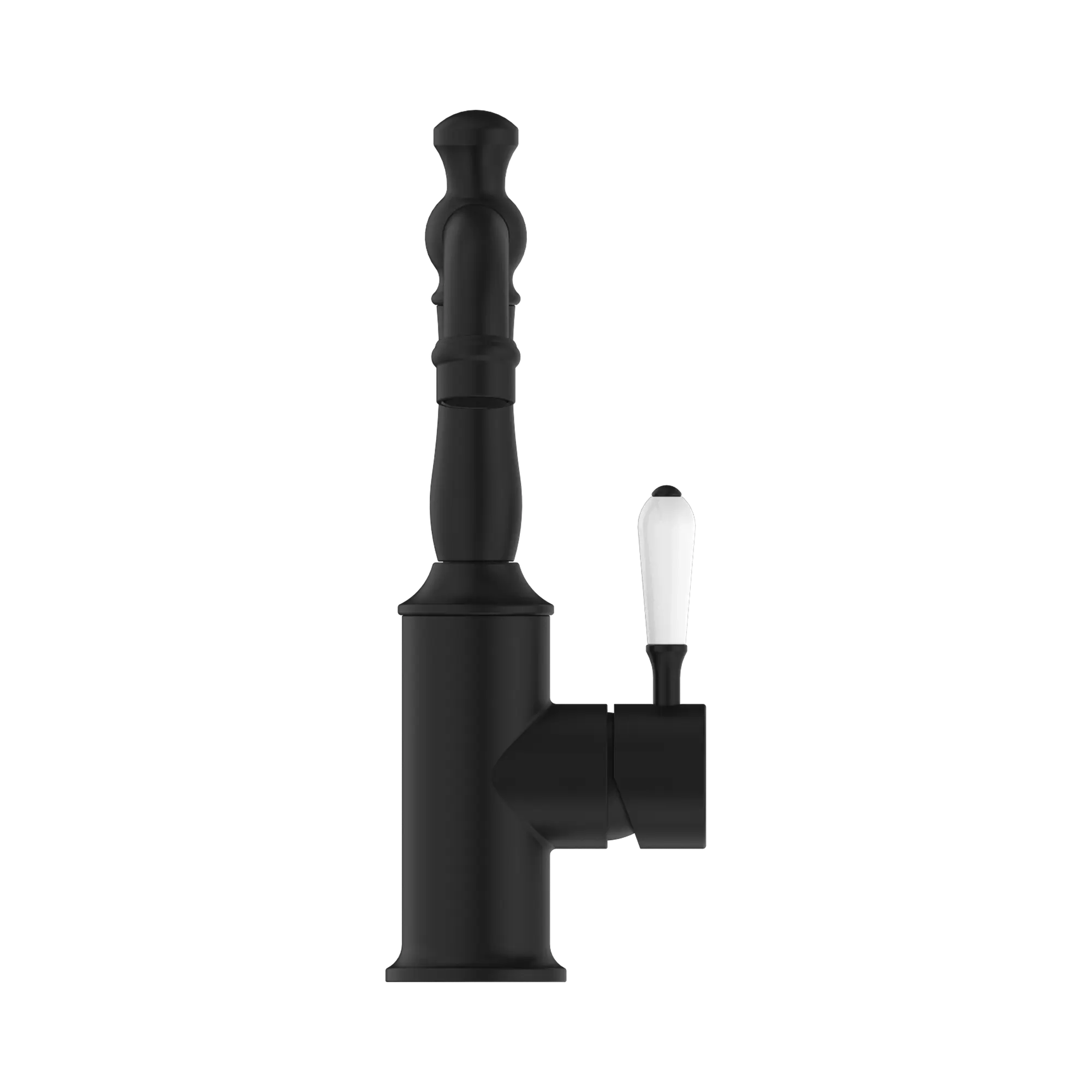 NR69210101 MB York Basin Mixer With White Porcelain Lever Matte Black image 2