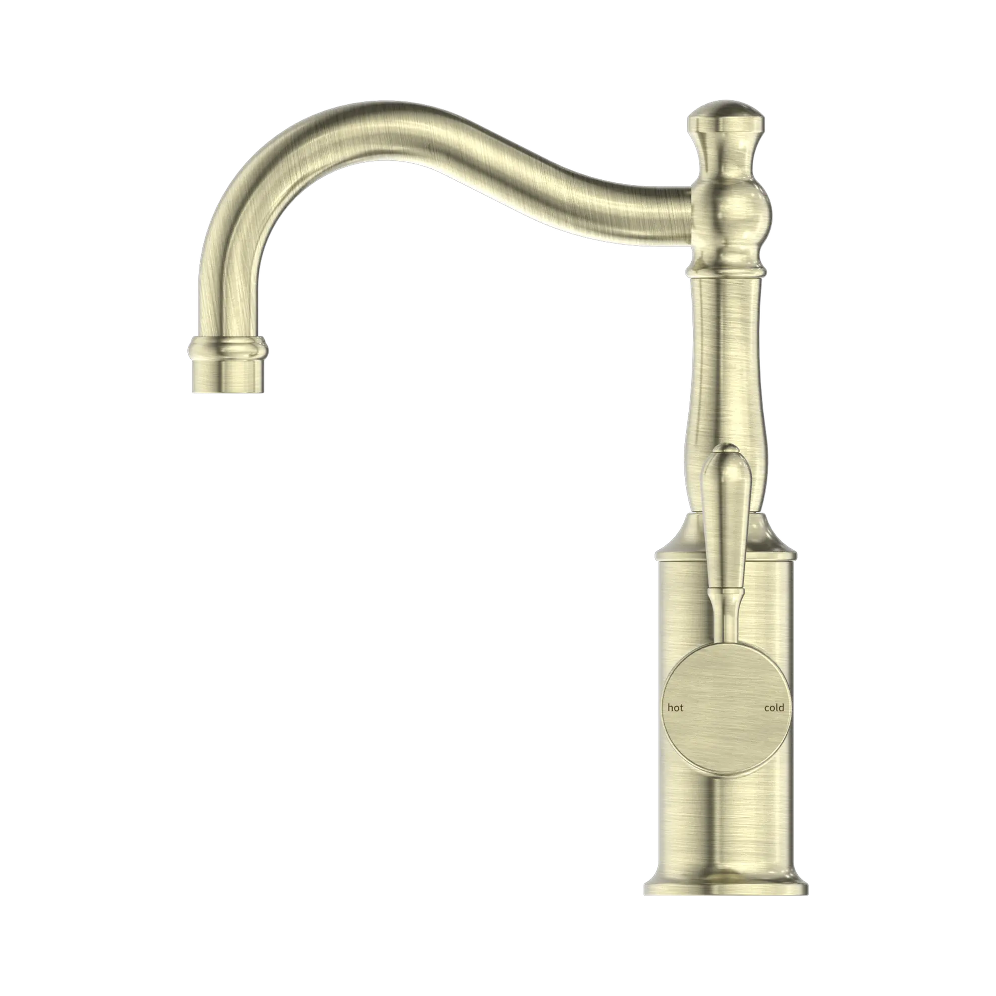 NR69210202 AB York Basin Mixer Hook Spout With Metal Lever Aged Brass image 1