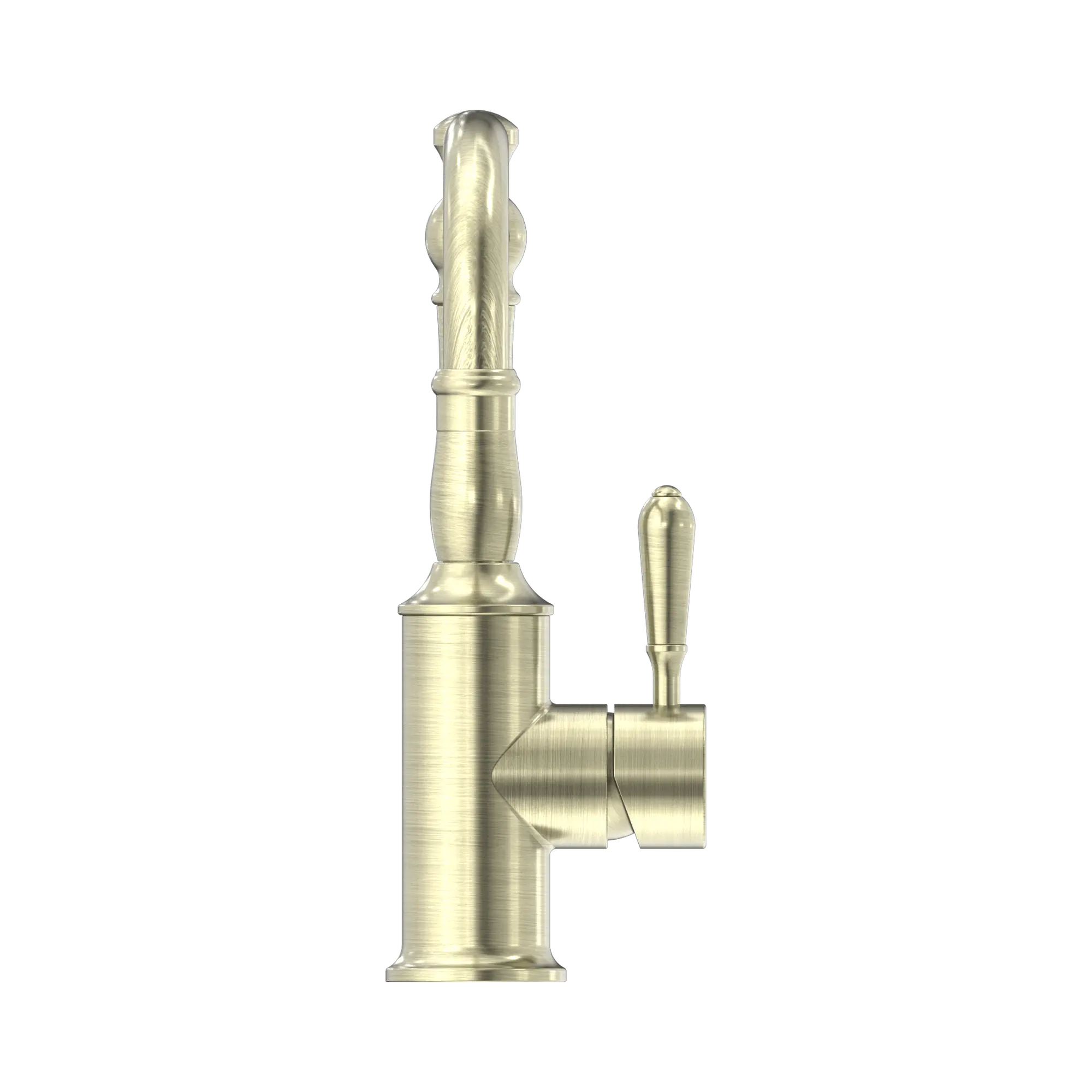 NR69210202 AB York Basin Mixer Hook Spout With Metal Lever Aged Brass image 2