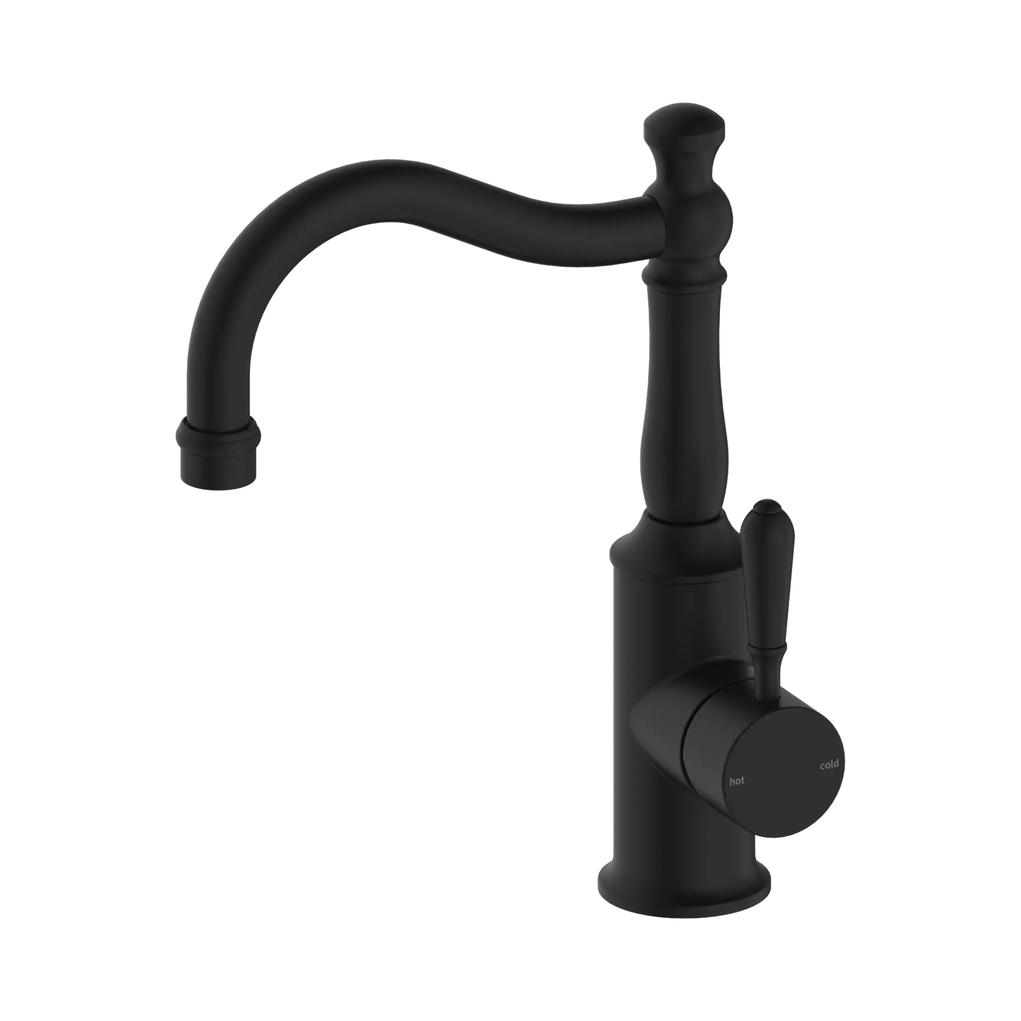NR69210202 MB York Basin Mixer Hook Spout With Metal Lever Matte Black image 3