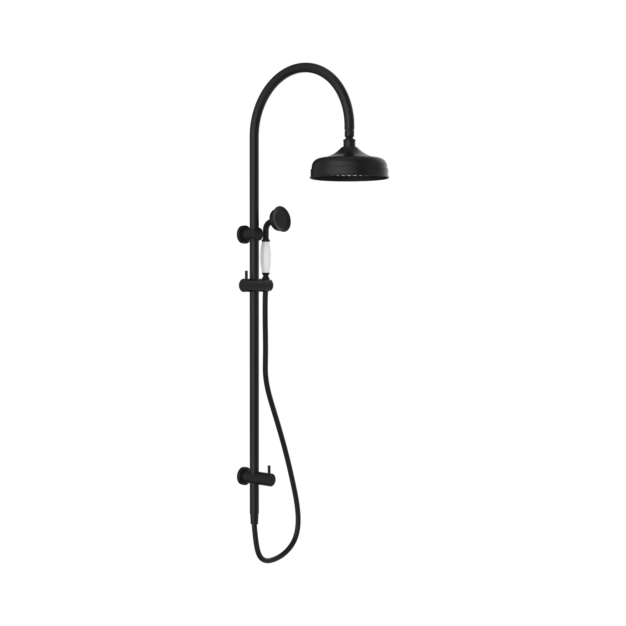 NR69210501 MB York Twin Shower With White Porcelain Hand Shower Matte Black image 1