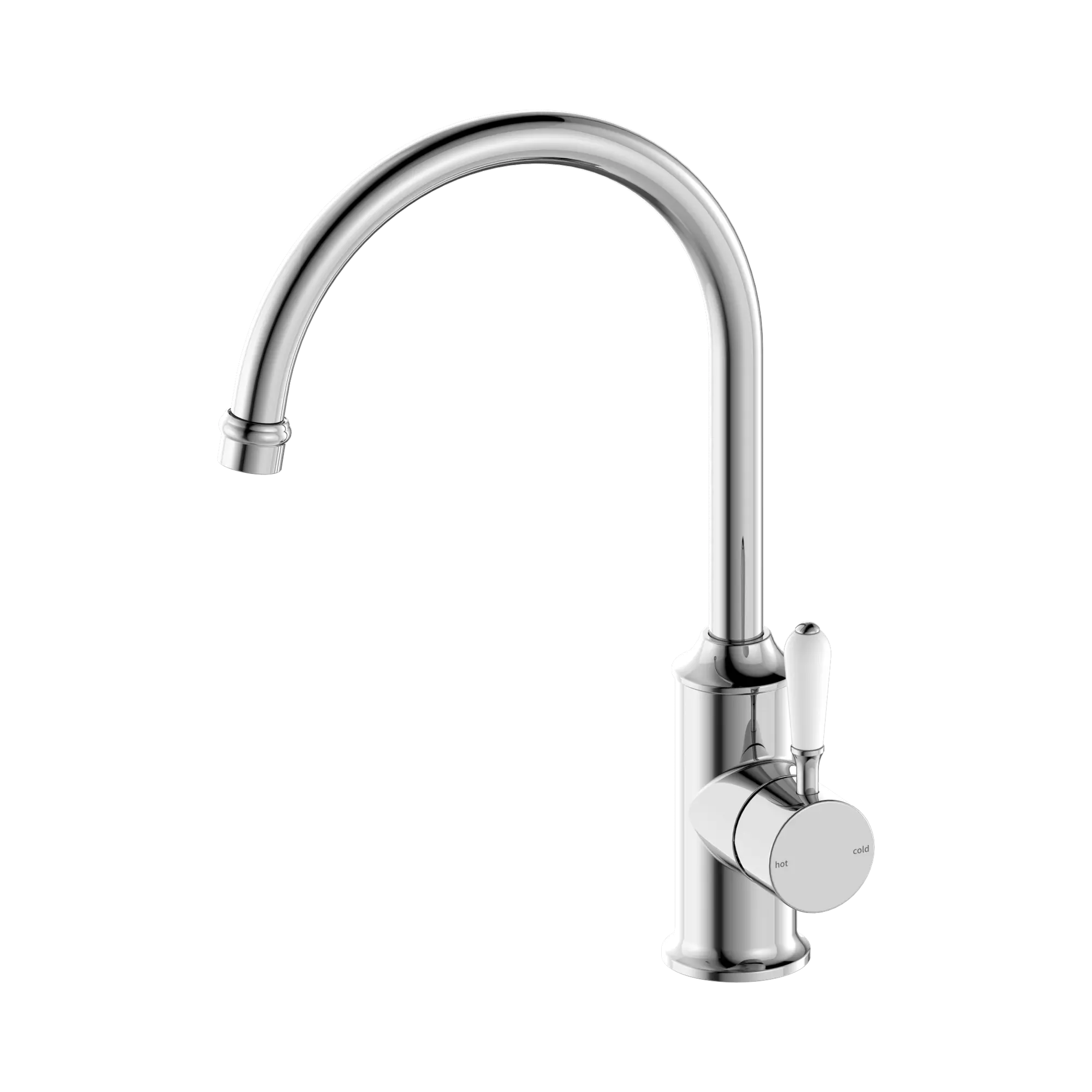 NR69210601 CH York Kitchen Mixer Gooseneck Spout With White Porcelain Lever Chrome image 1