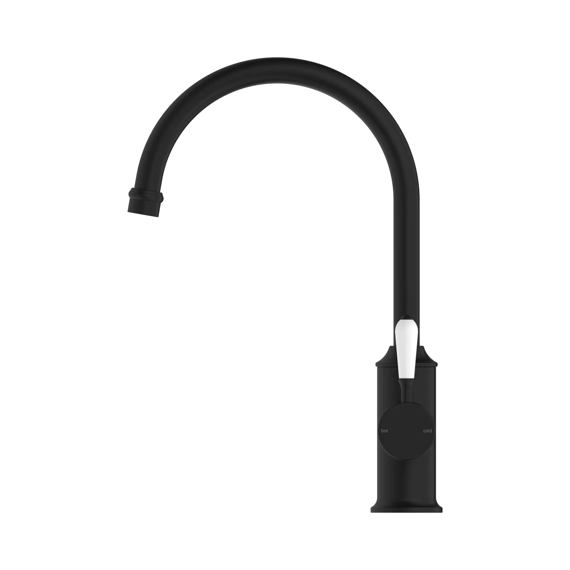 NR69210601 MB York Kitchen Mixer Gooseneck Spout With White Porcelain Lever Matte Black image 3