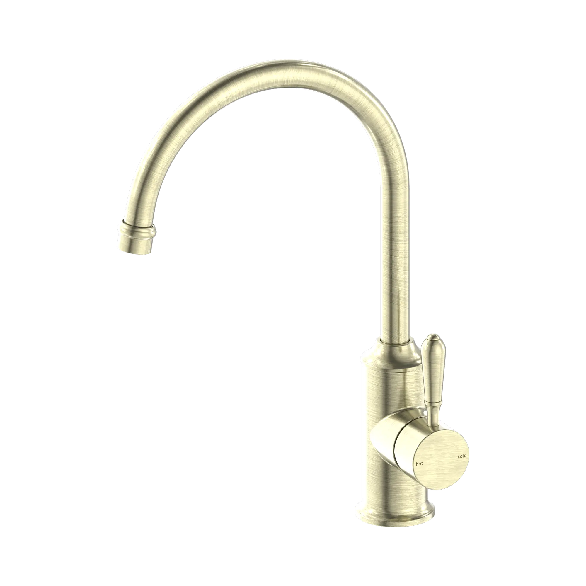 NR69210602 AB York Kitchen Mixer Gooseneck Spout With Metal Lever Aged Brass image 1