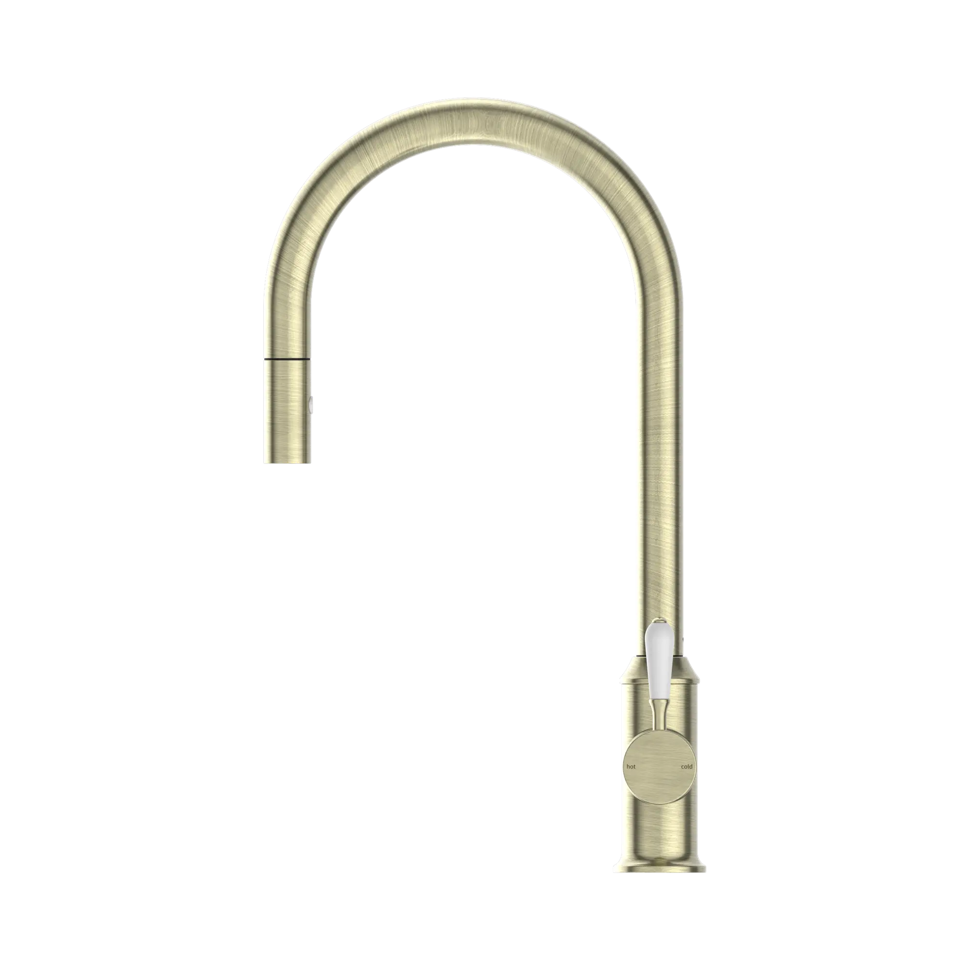 NR69210801 AB York Pull Out Sink Mixer With Vegie Spray Function With White Porcelain Lever Aged Brass image 3